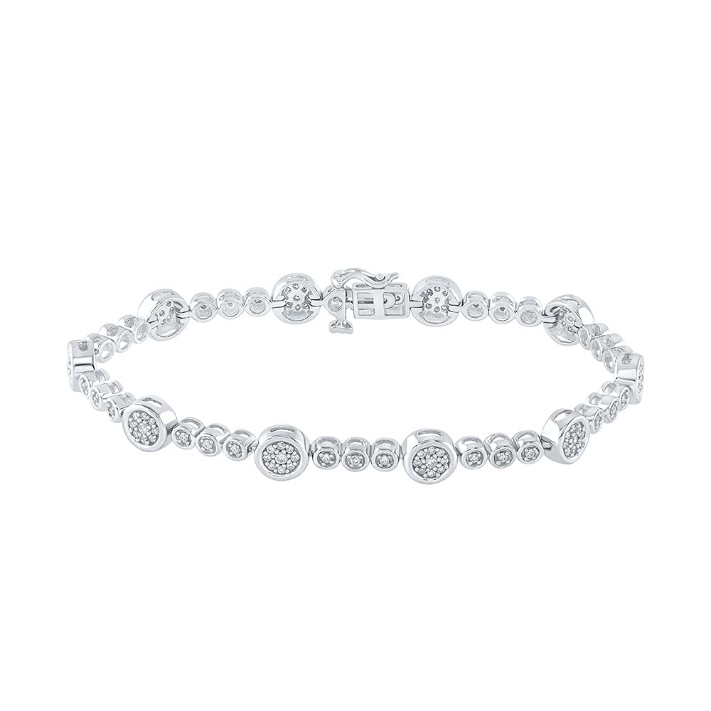 10Kt White Gold Women's Round Diamond Fashion Bracelet - 1 CTTW Genuine Diamond Jewelry for Gifts, Anniversaries & Special Occasions