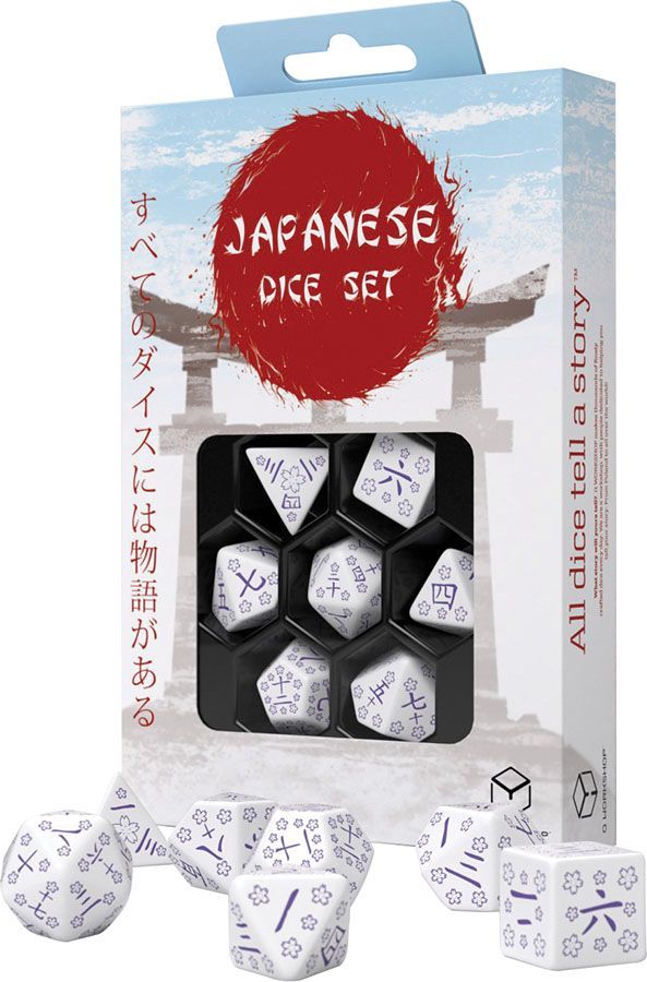 7ct Japanese Blue Star Lotus Dice Set for D&D, RPG, and Tabletop Gaming - Perfect for Collectors and Role-Playing Enthusiasts