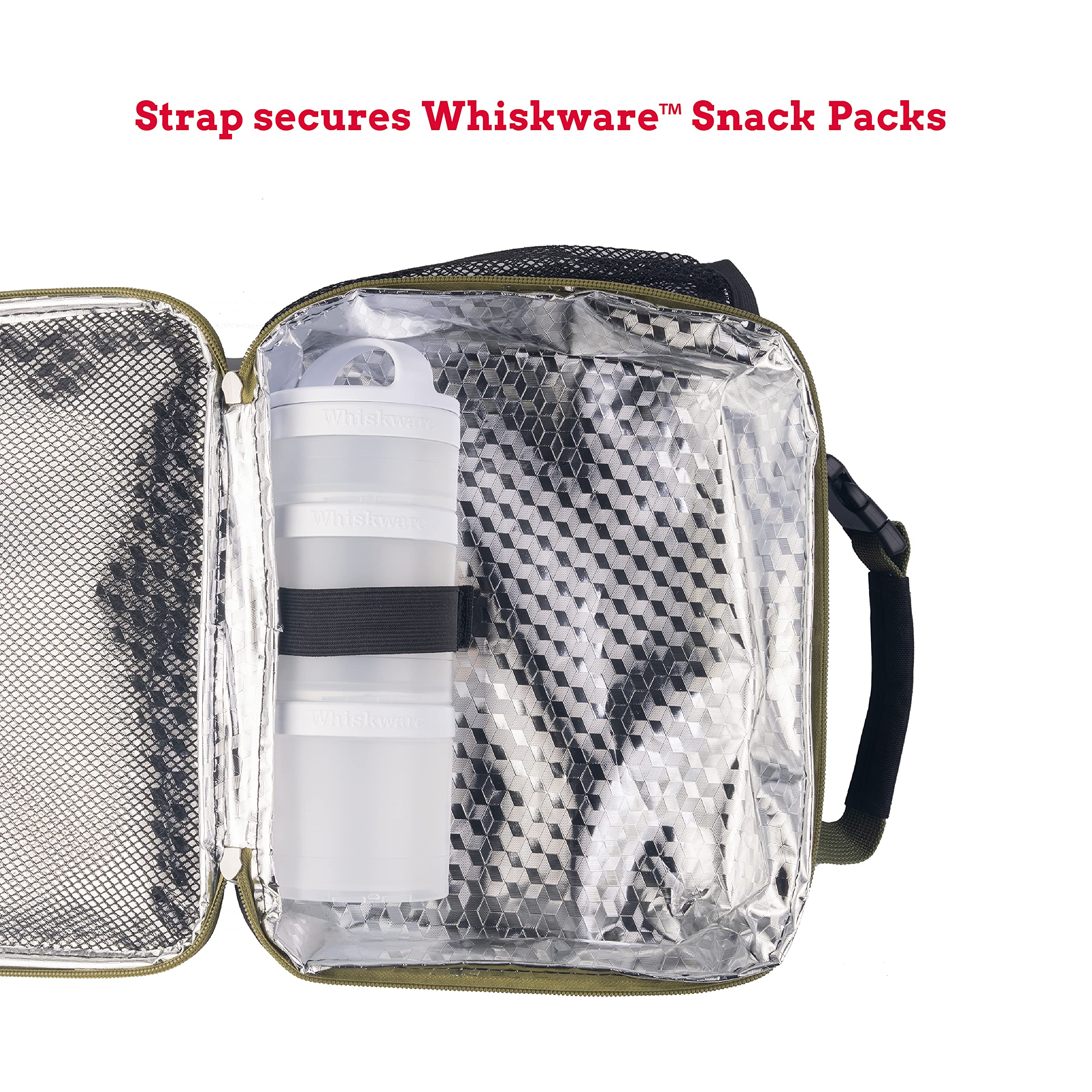 Whiskware Insulated Soft Cooler Lunch Bag for Work, Travel, School - Leakproof Side Pocket, Clip-Buckle Handle & Durable Zipper - BPA Free for Kids & Adults (Navy) - Perfect for Picnics, Beach Trips & Office Lunches