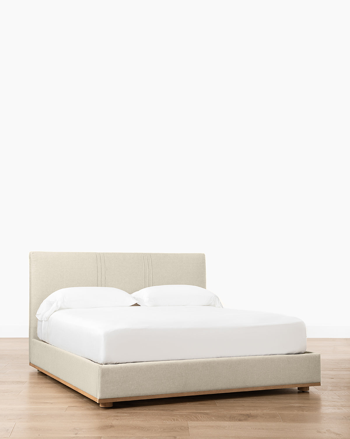 Taylor Pleated Bed - Queen Size Ready to Ship | Modern Upholstered Platform Bed Frame with Storage | Perfect for Small Spaces, Apartments & Guest Rooms
