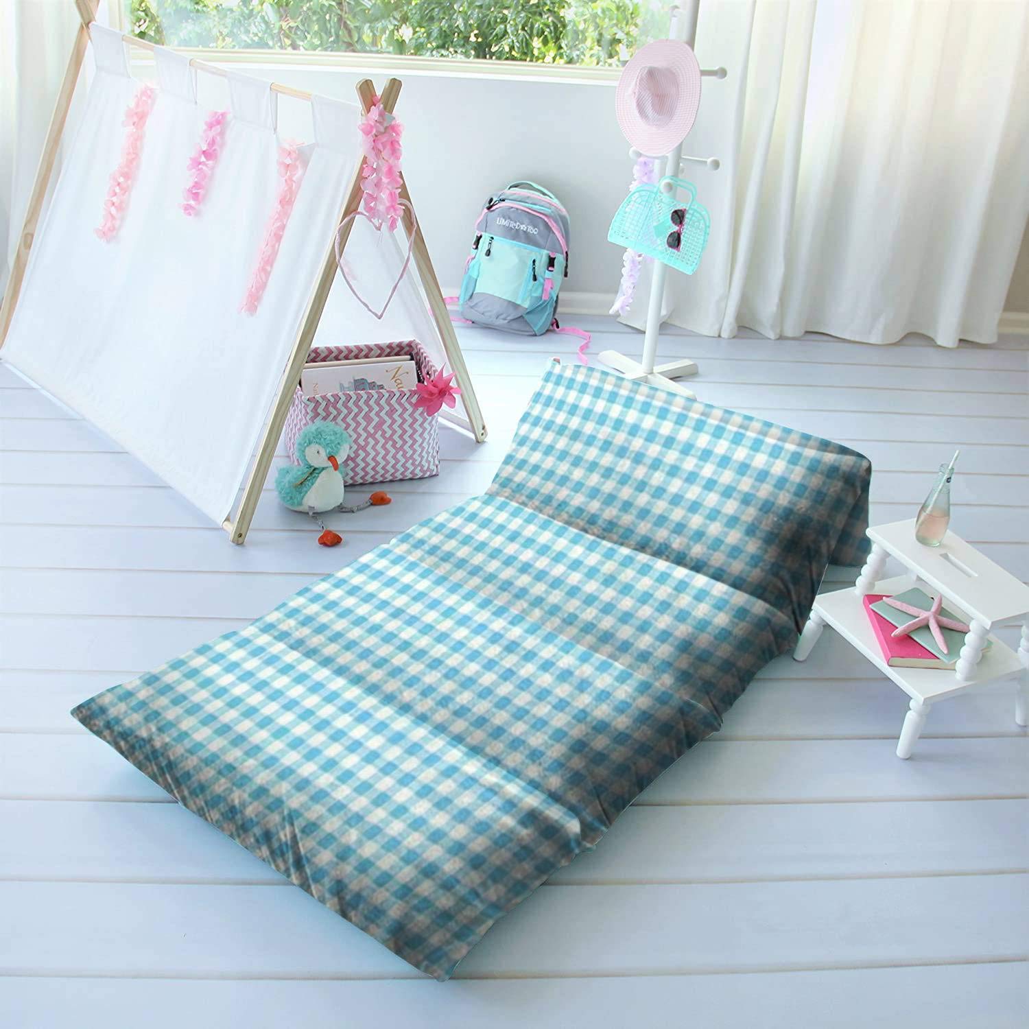 Kids Floor Pillow Bed - Seamless Colorful Geometric Pattern Soft Portable Sleeping Mat for Nap, Travel, Reading & Play - 26x88 Inches - Home Decor, Nursery, Playroom & Dorm Comfort