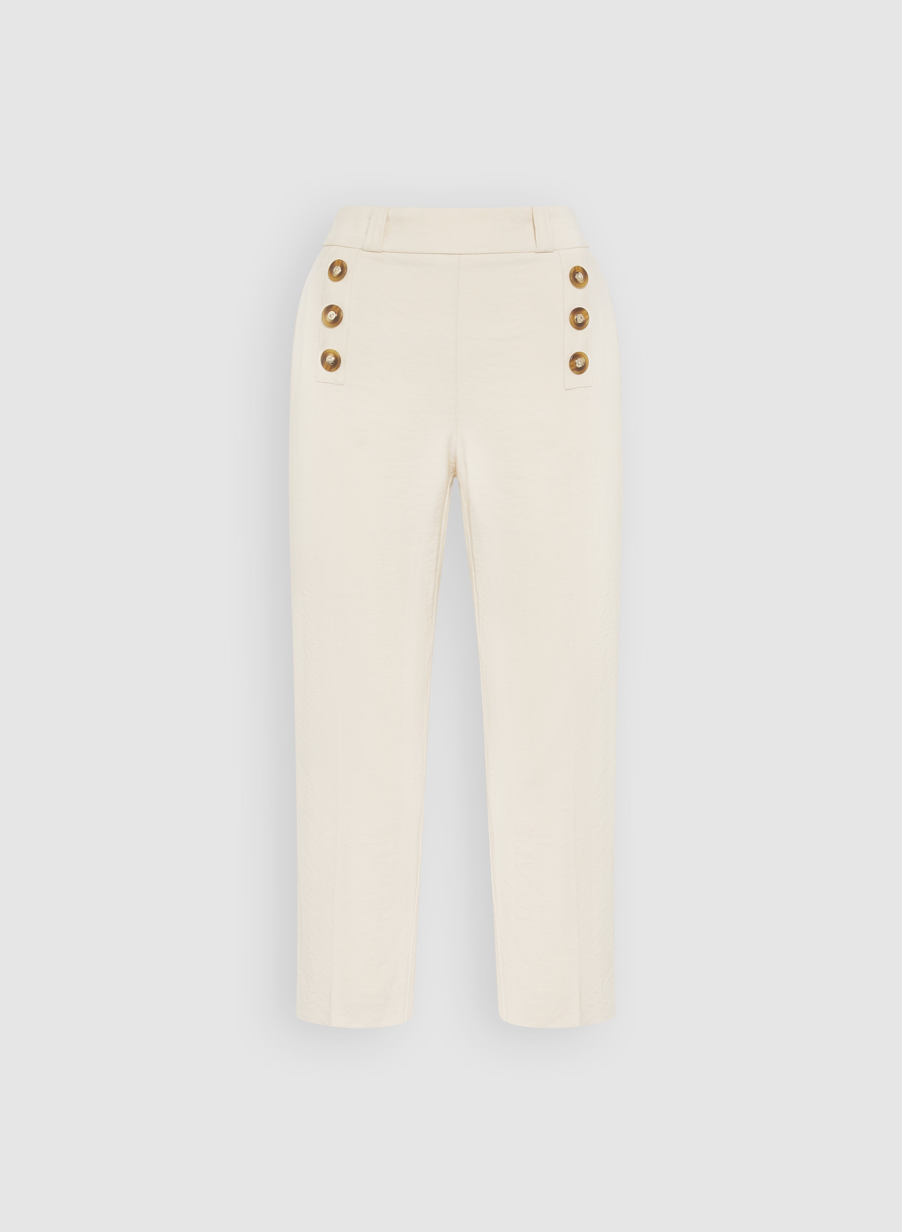 Stylish Button Detail Capris for Women - Trendy High Waisted Cropped Pants for Casual Outfits & Summer Wear