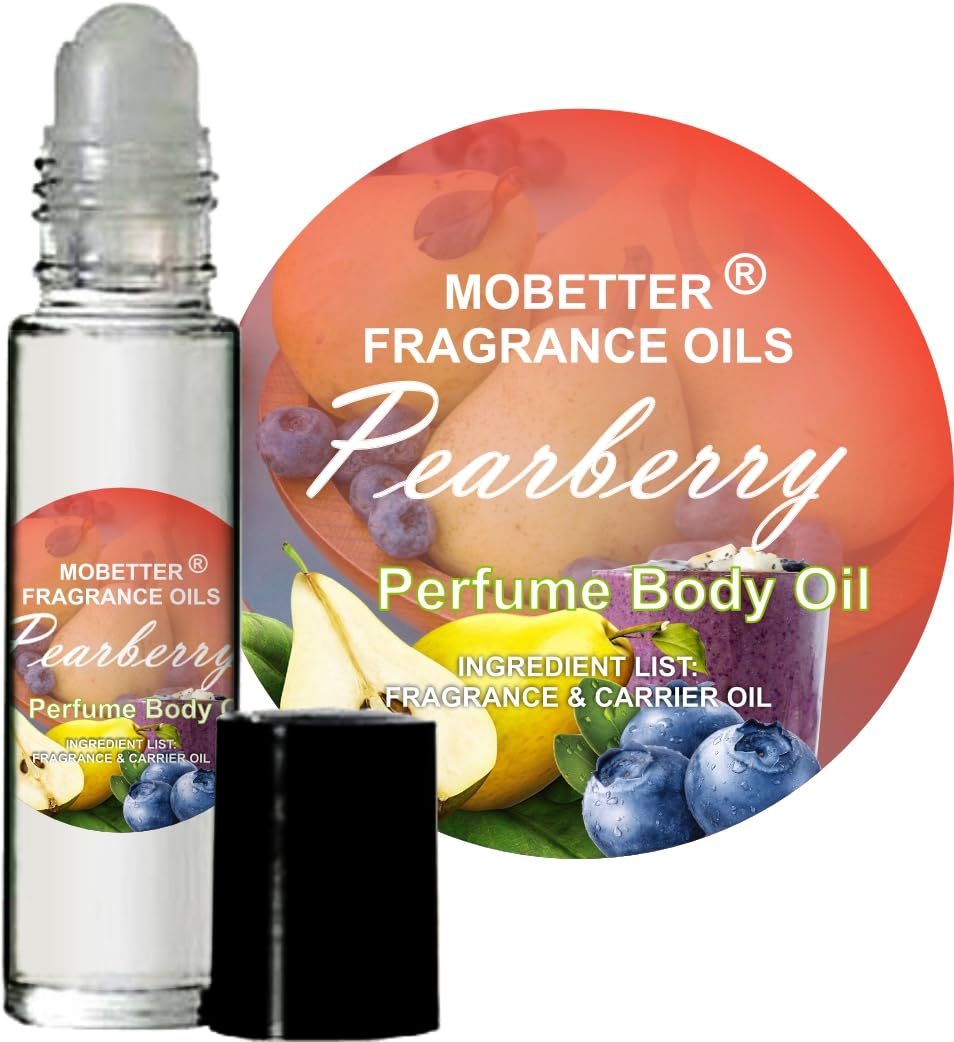 MOBETTER FRAGRANCE OILS - Pearberry Scented Perfume Body Oil, 1/3 oz Roll-On Glass Bottle | Long-Lasting Fragrance for Women, Perfect for Daily Use, Travel & Gift Giving