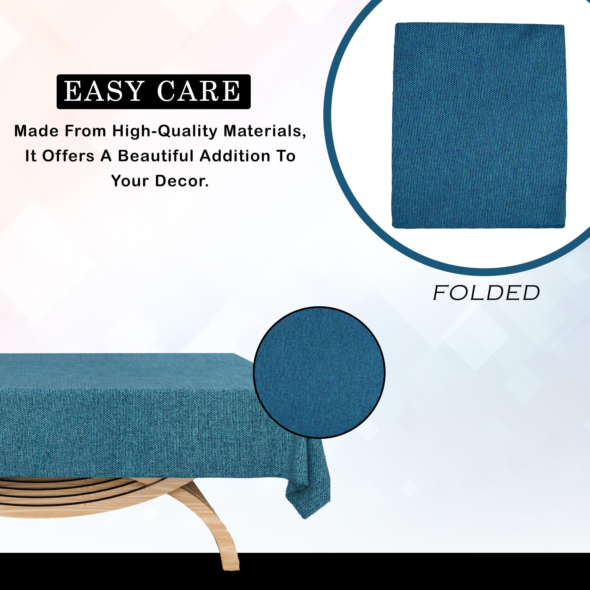 Premium Jute Table Cover 40x60 Inch - Natural & Durable Kitchen Dining Tablecloth for 4 Seater | Decorative Centerpiece for Living Room, Study & Tea Tables | Blue Woven Fabric Protector | Water Resistant & Washable
