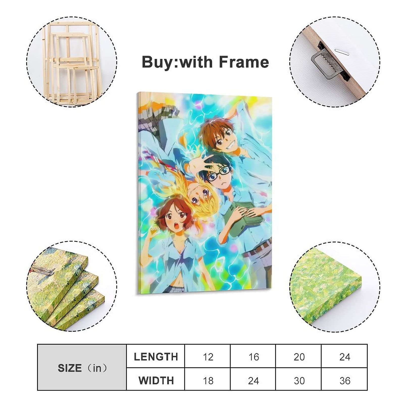 Anime Cartoon Posters - Your Lie in April Manga Wall Art Canvas Prints (24x36inch/60x90cm) - Modern Home Decor, Room Aesthetic, Unframed/Framed Options - Perfect for Bedroom, Living Room & Office Decorations