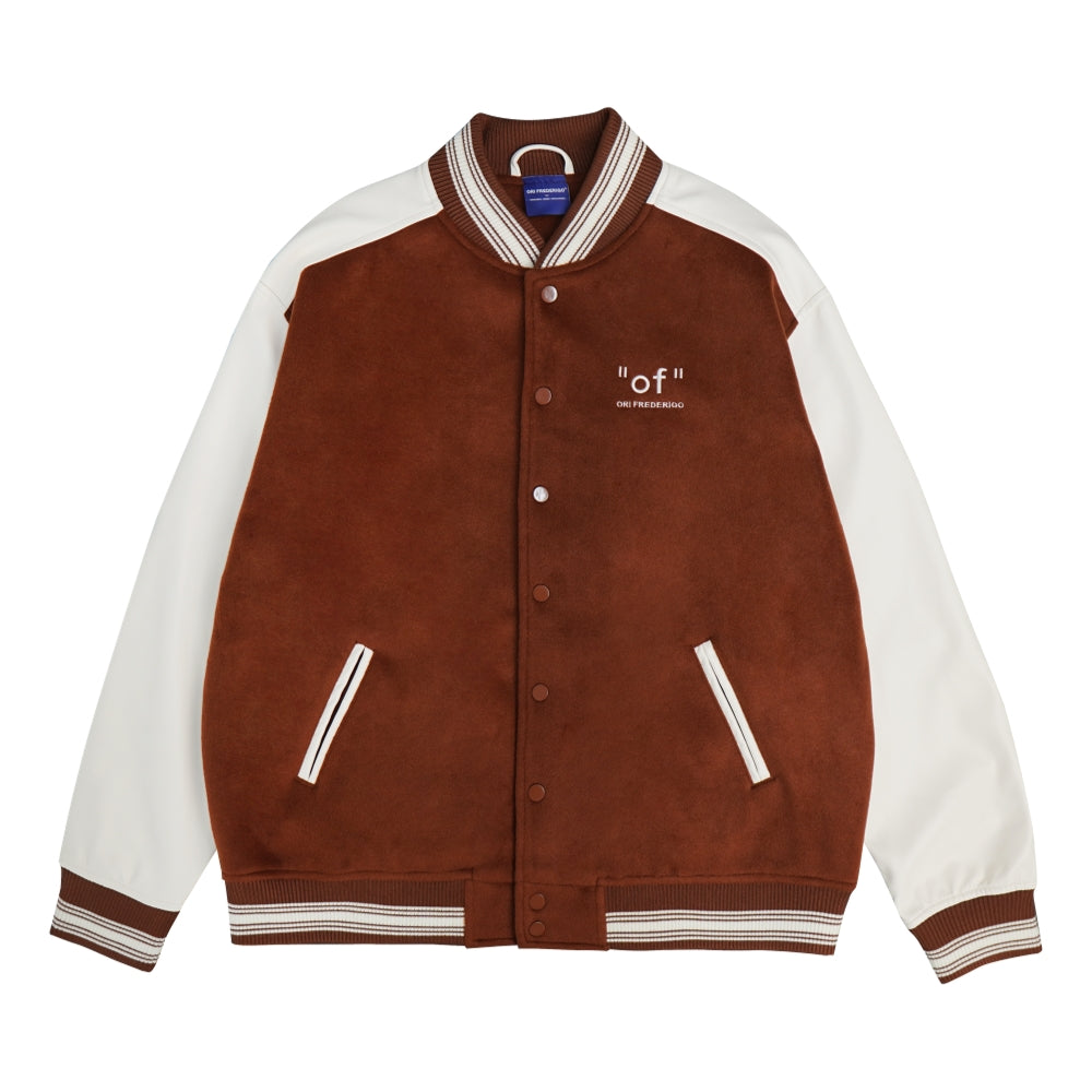 ORI FREDERIQO Men's Brown Baseball Jacket - Vintage Style Casual Outerwear for Men - Perfect for Baseball Games, Streetwear & Everyday Fashion