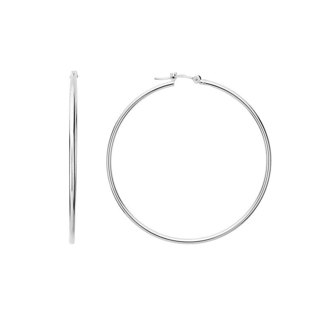 14K Yellow or White Gold 1.5mm Solid Polished Round Hoop Earrings for Women - Classic Secure Click-Top Design (25mm-45mm) | Perfect for Everyday Wear, Date Nights & Special Occasions