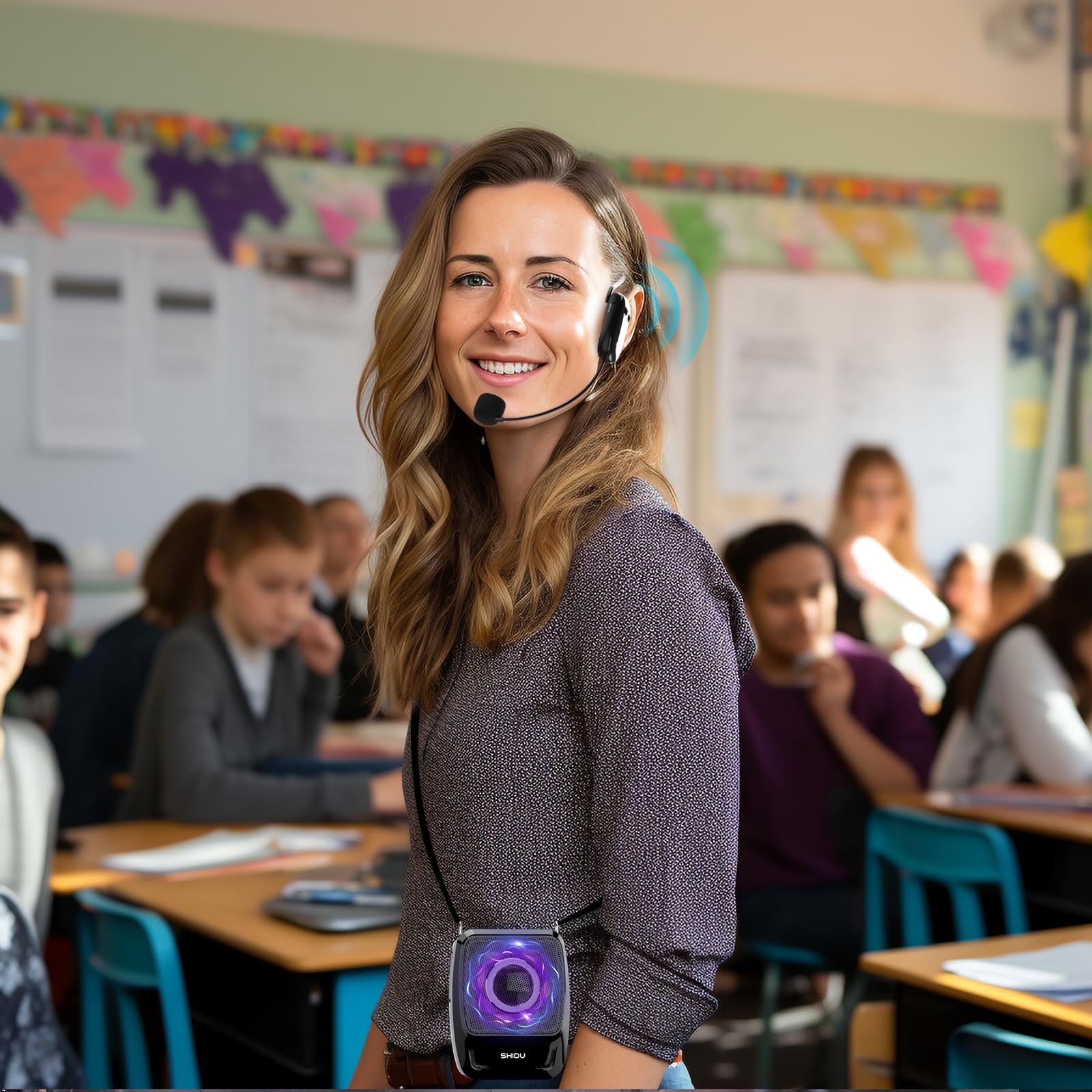 SHIDU Wireless Voice Amplifier with Microphone - Portable Bluetooth Megaphone Speaker for Teachers, Tour Guides, Meetings & Public Speaking | Ideal for Classroom, Outdoor Events & Presentations