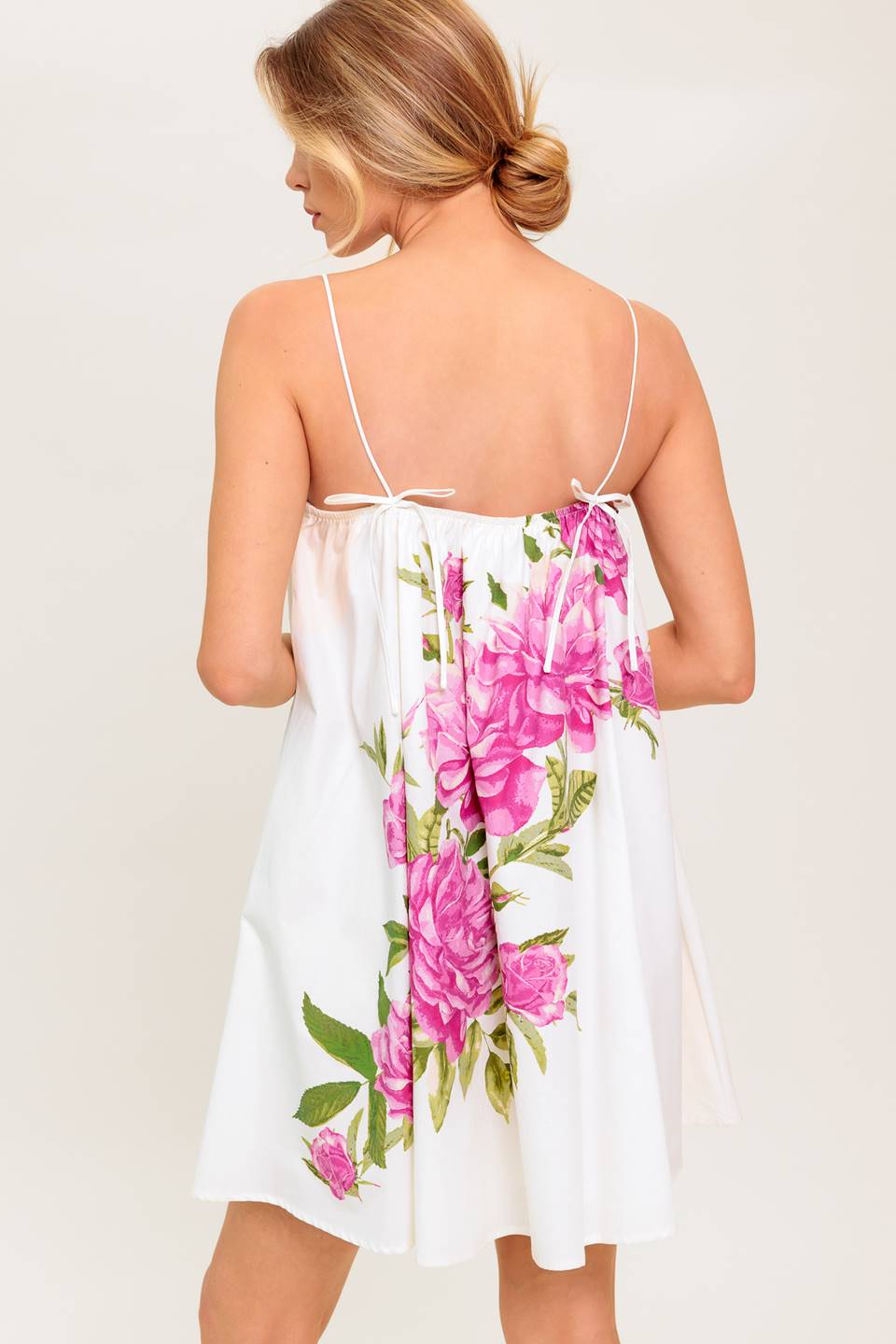 GARDEN WHISPERS Pink Floral Swing Dress - Women's Summer Flowy Dress for Garden Parties, Beach Vacations & Date Nights
