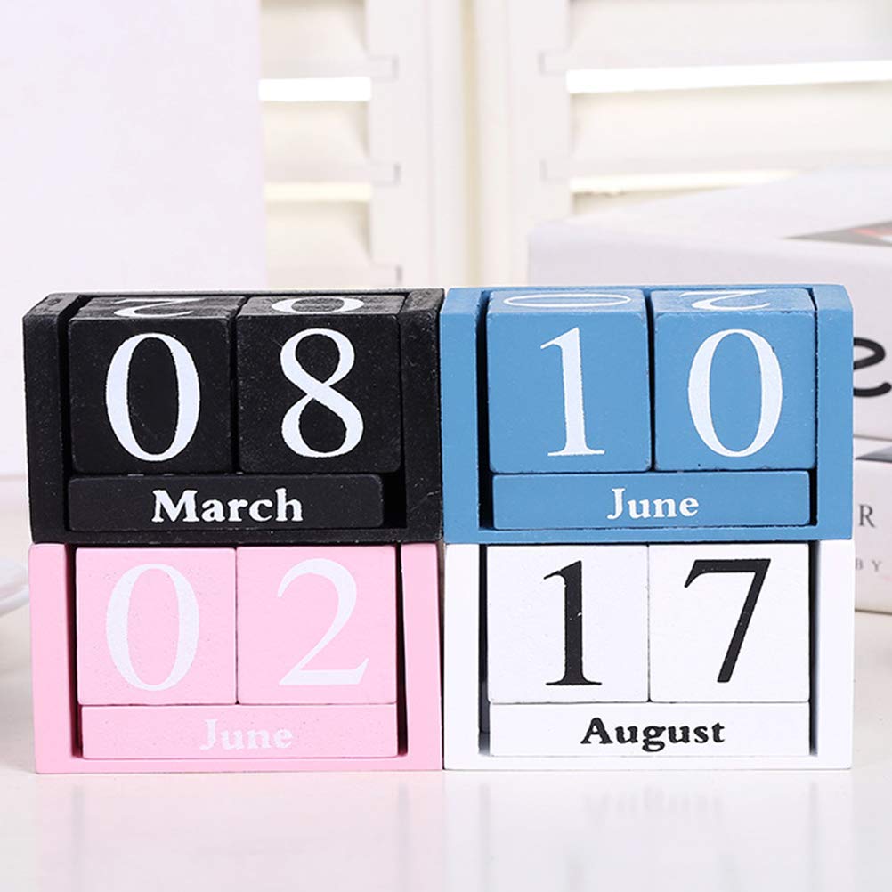 VORCOOL Wooden Perpetual Calendar - Black Desktop Date Block for Home, Office & School | Perfect for Planning, Organizing & Decorating Workspace