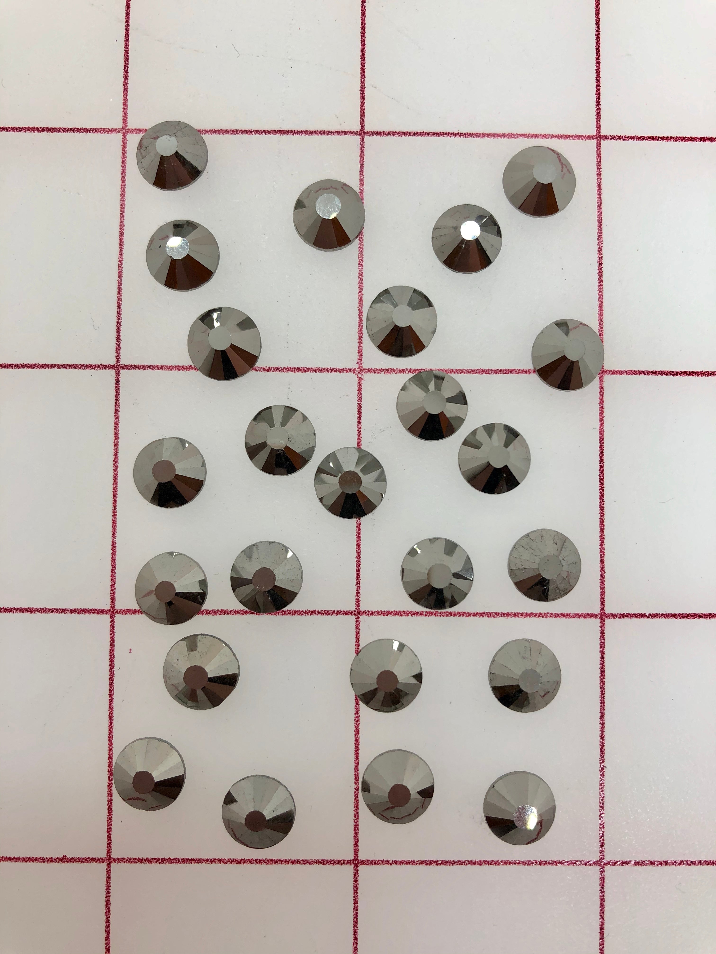 34ss Czech Bright Cut Hematite Flat Back Rhinestones - 24PK for DIY Jewelry, Nail Art, and Crafting Projects