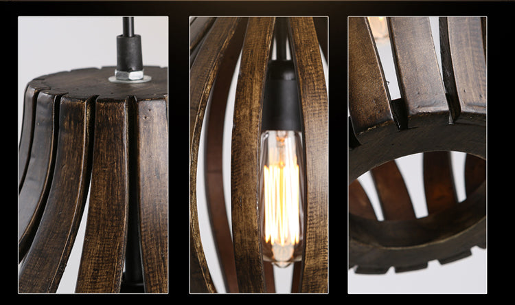 Modern Noix Wood LED Pendant Light - Handcrafted Wooden Hanging Lamp with Warm White Light - Perfect for Dining Room, Kitchen Island, or Bedroom Lighting