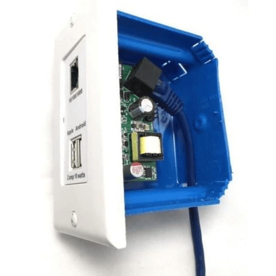 Gigabit In-Wall Dual USB PoE Splitter with Ethernet Connector - Perfect for Home & Office Network Setup