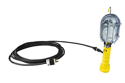 Heavy Duty Incandescent Trouble Light with 25ft 16/3 SOOW Cord - Portable Hand Lamp & Drop Light for Garage, Workshop, and Construction Sites