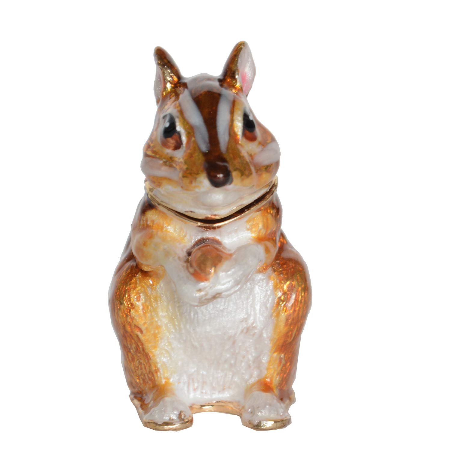 Hand-Painted Chipmunk Trinket Box - Decorative Jewelry Storage with Hinged Lid, Ring & Earring Holder - Animal Figurine Collectible Gift for Home Decor, Dresser Organizer, and Christmas Present
