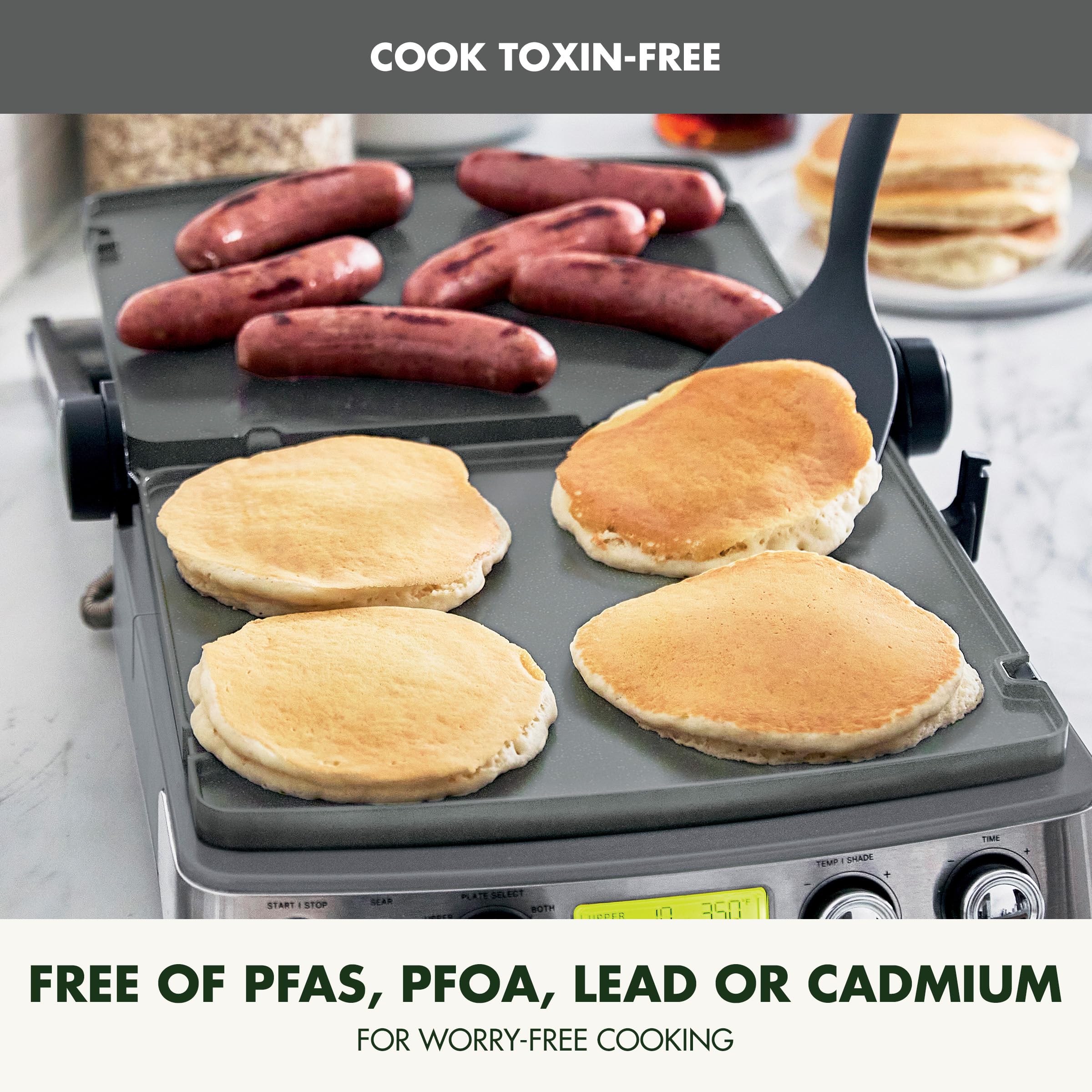 GreenPan Elite 7-in-1 Multi-Function Contact Grill & Griddle - Healthy Ceramic Nonstick Aluminum Surface with Interchangeable Grill & Waffle Plates - Adjustable Temperature Control for Perfect Cooking - PFAS-Free & Eco-Friendly - Ideal for Paninis, Waffles, Burgers & Family Breakfasts