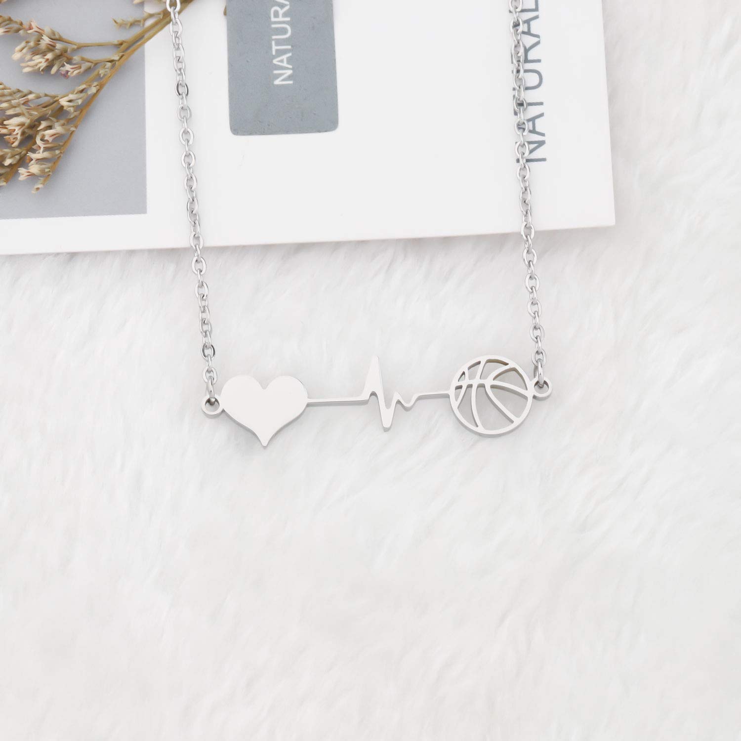 WSNANG Minimalist Hollow Basketball Necklace - Heartbeat Basketball Jewelry Gift for Basketball Lovers, Sports Enthusiasts & Teens | Perfect for Game Day, Birthday Presents & Fan Appreciation
