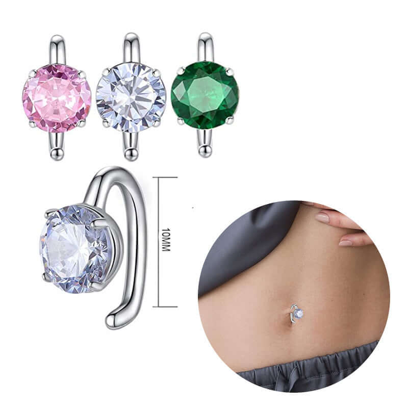 CZ Implant Grade Hinged Hoop Belly Button Rings | Surgical Steel Navel Piercing Jewelry | Q2886 | Perfect for Everyday Wear, Gym & Beach Fashion