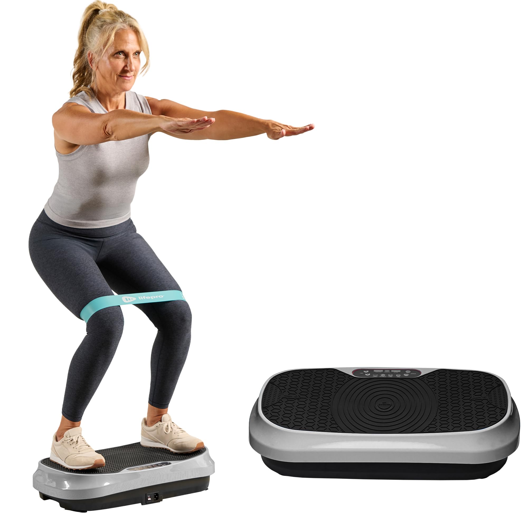 LifePro Waver Mini Vibration Plate Exercise Machine – Portable Full Body Workout Platform for Home & Travel, Weight Loss, Toning & Wellness – Includes 2 Loop Bands & 4 Resistance Bands – Perfect for Home Gym, Office Fitness & Travel Workouts