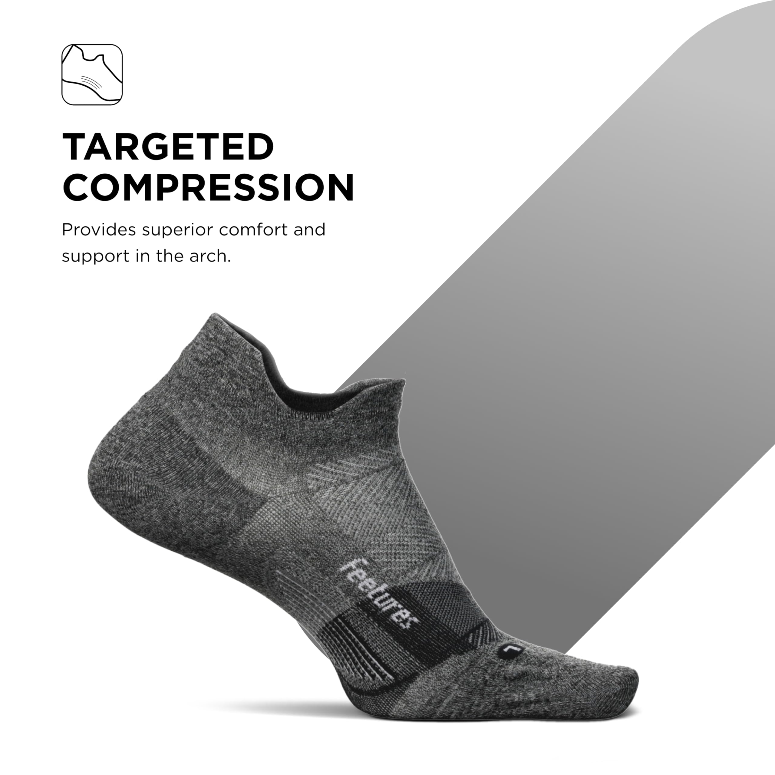 Feetures Elite Ultra Light Cushion Ankle Socks - Breathable Running Socks with Targeted Compression for Men & Women - Perfect for Marathon, Gym & Outdoor Sports - 6 Pairs (New Gray, Medium)