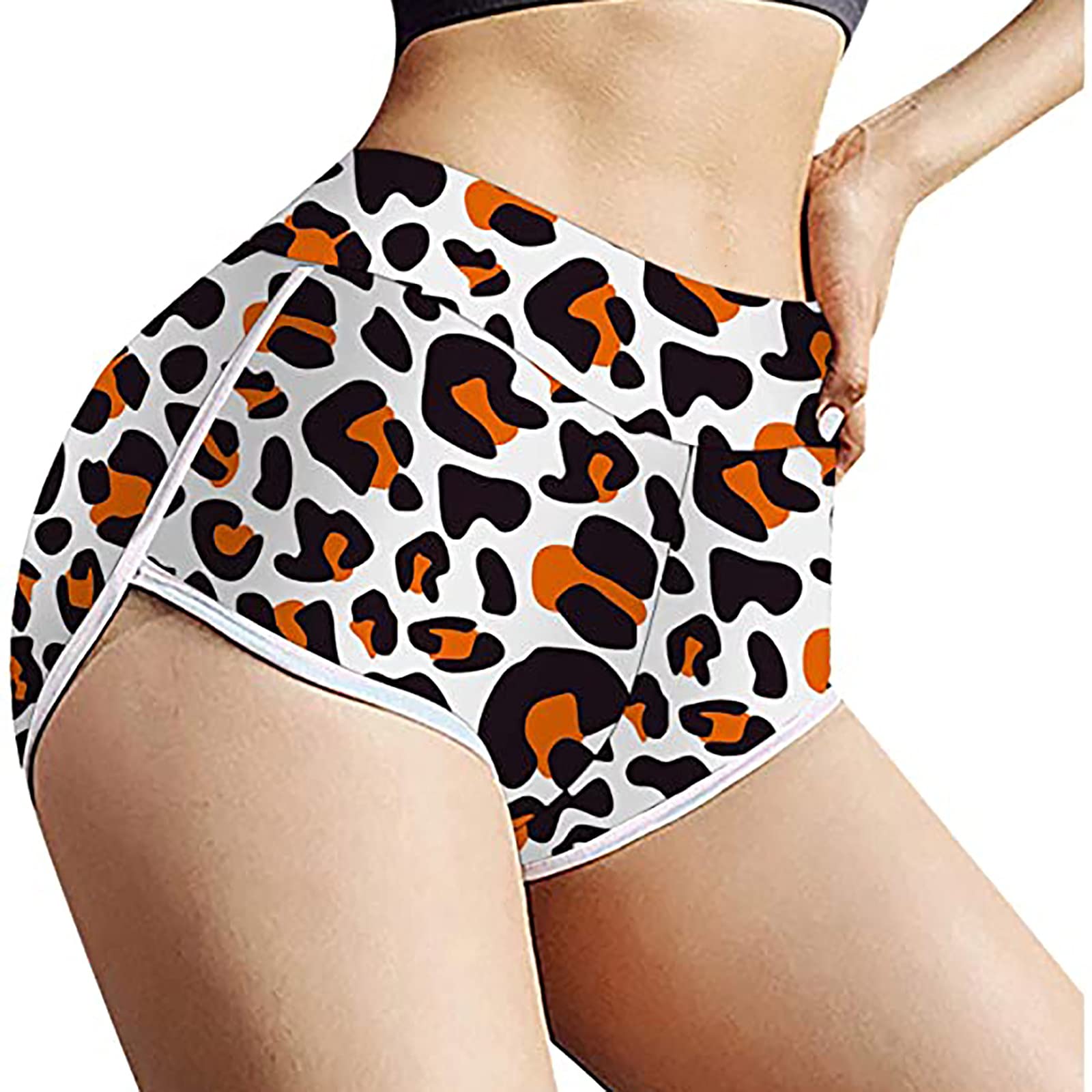 2022 Women's Basic Slip Print Compression Workout Shorts - High Waisted Yoga Pants for Running, Gym & Lounge Wear - Breathable Stretchy Athletic Leggings