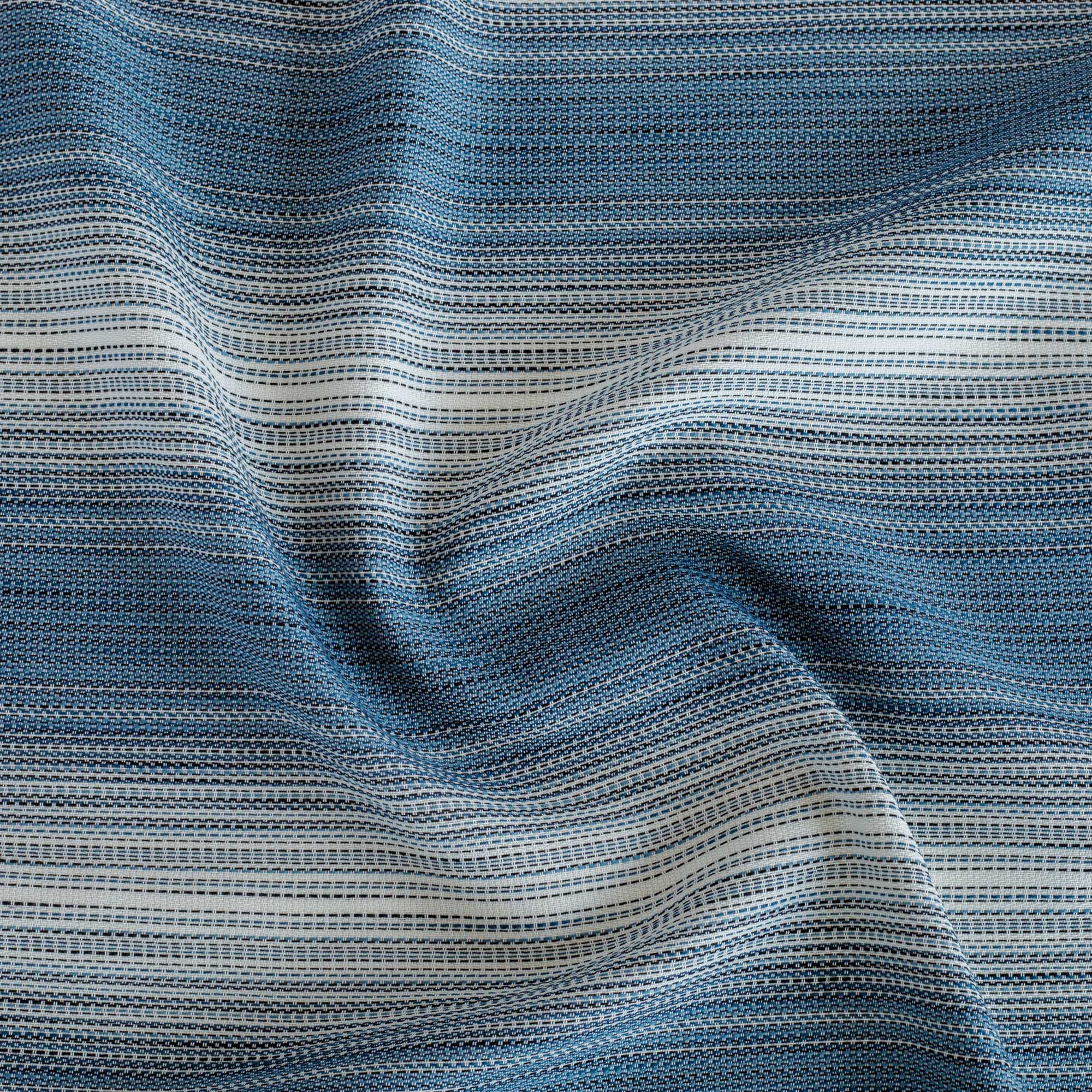 Mateo Stripe InsideOut Fabric - Indigo Blue Cotton Blend for DIY Upholstery, Home Decor & Craft Projects
