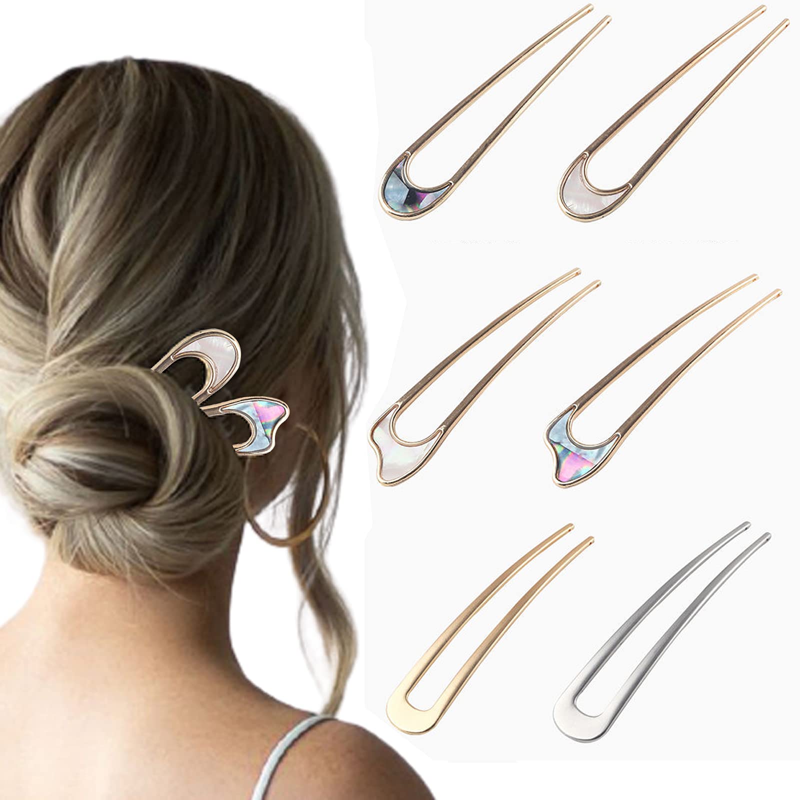 Vintage Metal U-Shaped Hairpin Set - French Style Hair Stick & Bobby Pins for Women & Girls - Wedding, Bridal & Everyday Hairstyle Accessories - Perfect for Updos, Buns & Vintage Looks