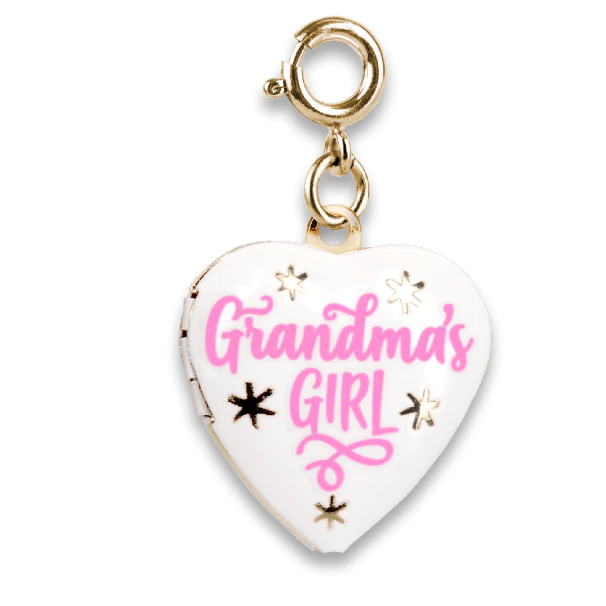 14K Gold Grandma's Girl Locket Charm Necklace - Vintage Heart Pendant for Women & Girls - Perfect Gift for Granddaughter's Birthday, Christmas & Mother's Day