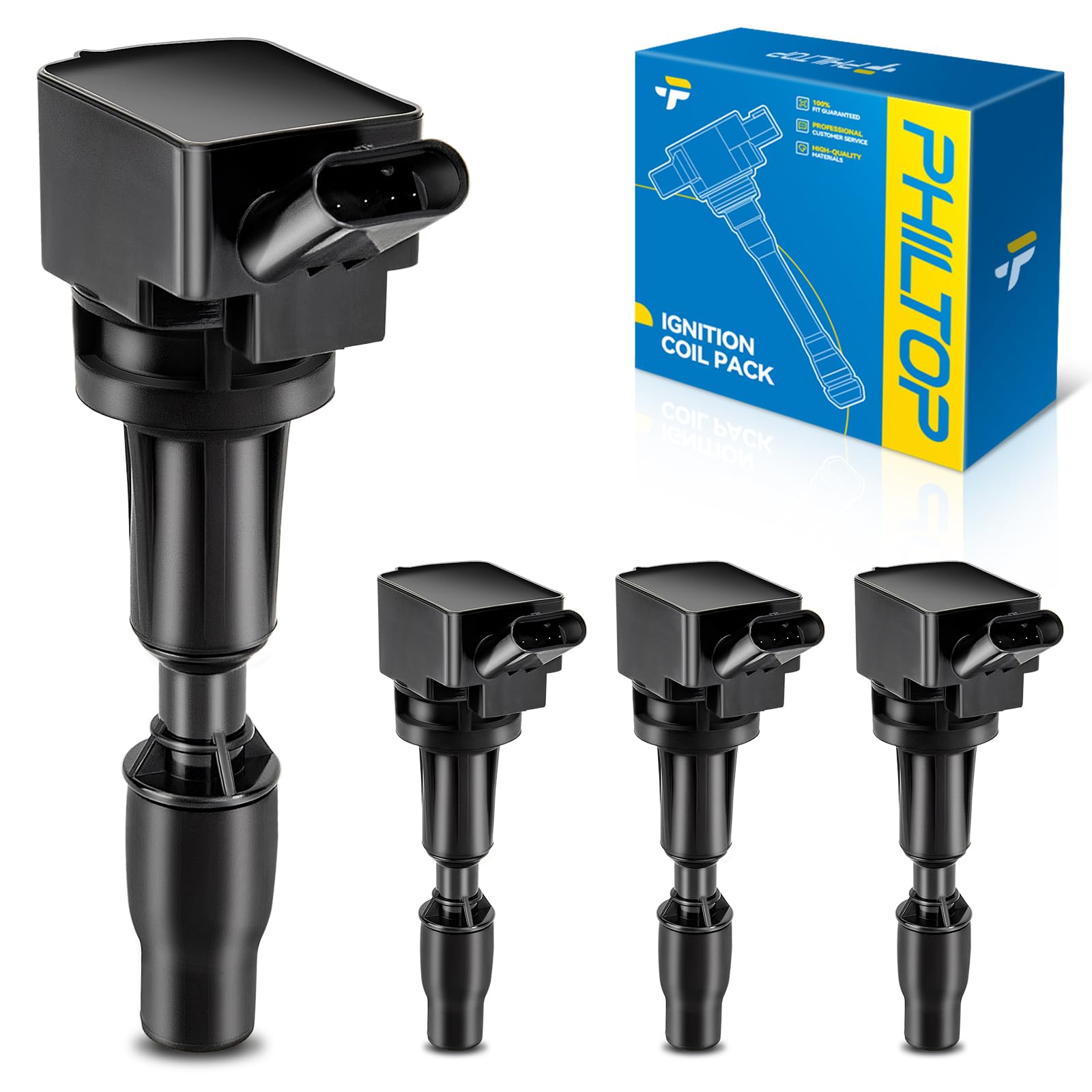 PHILTOP UF764 Ignition Coil Pack Compatible with Kia Sportage 2017-2021, Hyundai Santa Fe 2019-2020, Kia Optima 2015-2019 | Replacement Part for Improved Engine Performance & Fuel Efficiency | Perfect for DIY Auto Repair & Maintenance