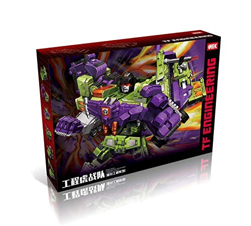 NBK Deformation Oversize 6-in-1 Robot Devastator Engineering Combiner Action Figure - Transformable Car Truck Model Toy for Kids & Boys (Green) | STEM Educational Gift, Birthday Present & Collectible for Children