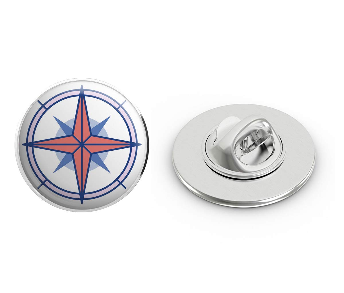 Pretty Periwinkle Fantasy Fairytale Cartoon Star Compass Round Metal Lapel Pin - 0.75