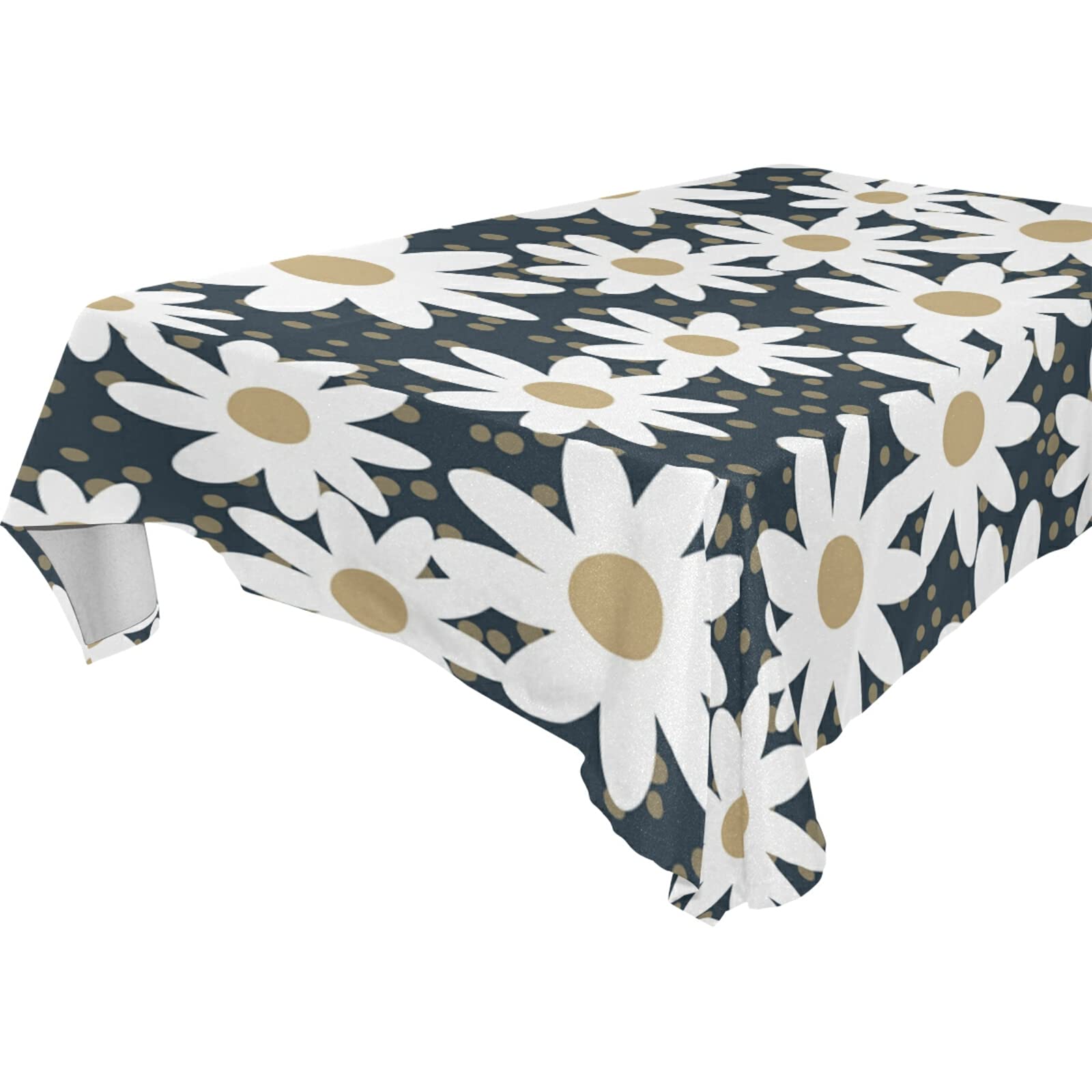 JUAMA Floral Polyester Tablecloth - Stain Resistant, Washable Table Cover for Kitchen & Dining Room - Perfect for Family Dinners, Parties & Home Decor