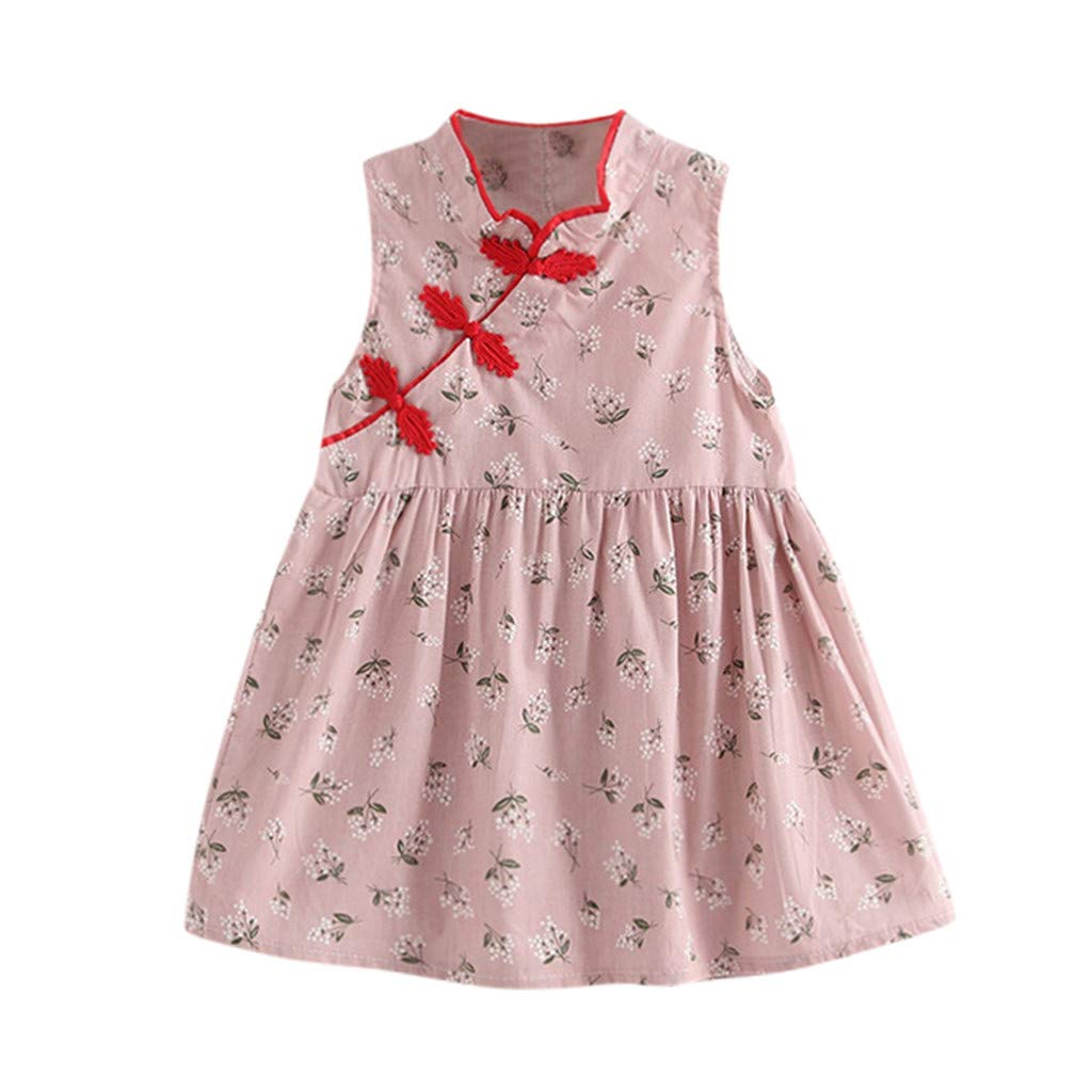 Floral Sleeveless Toddler Dress for Girls - Princess Party Outfit, Baby Cheongsam with Tulle Skirt | Perfect for Birthday Parties, Photo Shoots & Special Occasions