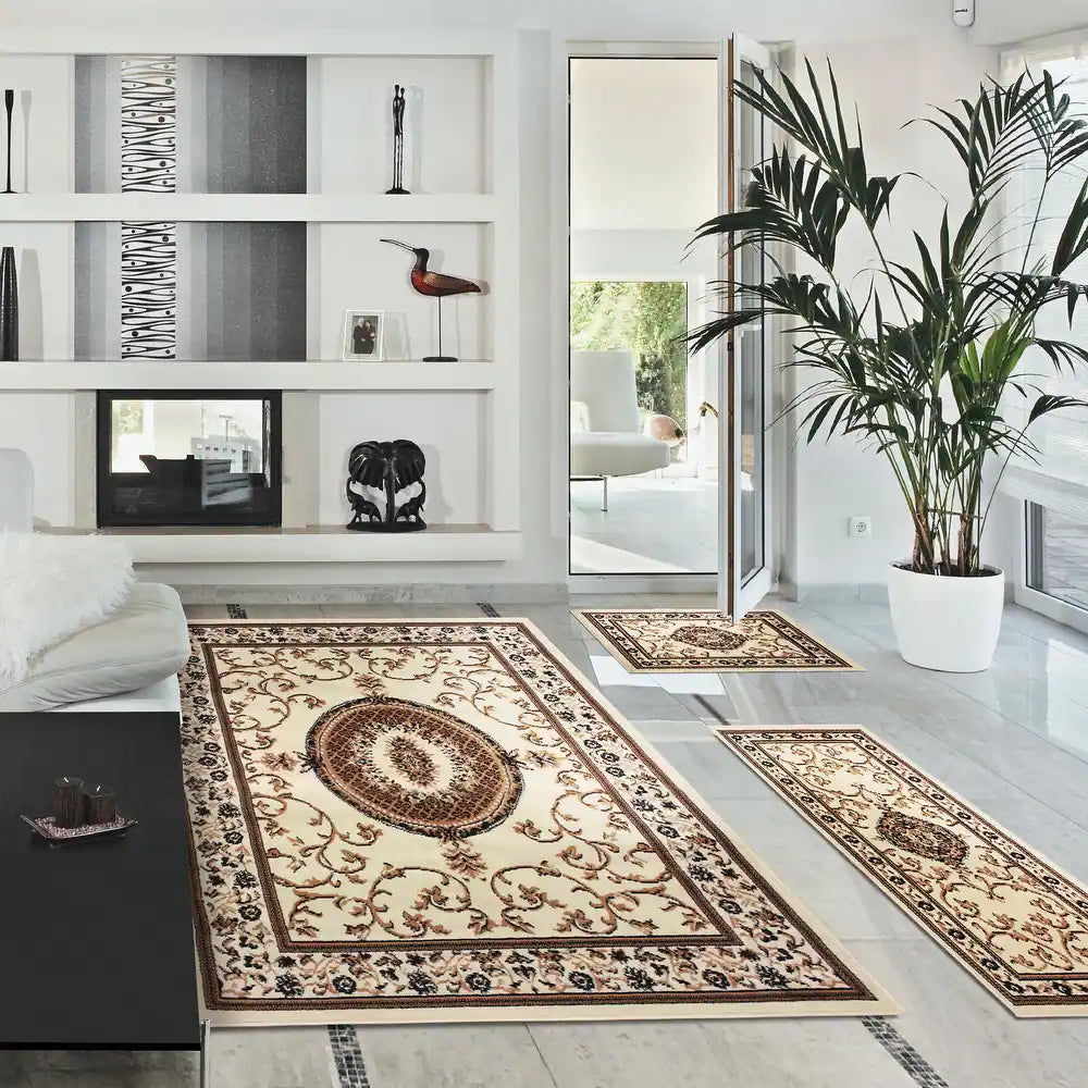 Traditional 3-Piece Indoor Area Rug Set - Clementina Collection | Perfect for Living Room, Bedroom & Dining Room Decor