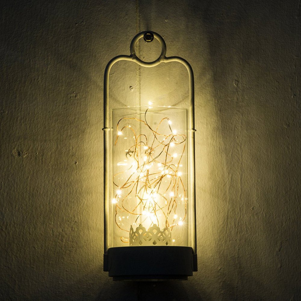 Emptystar 20 LED Battery Operated String Lights - 2M Waterproof Outdoor Solar Garden Lights for Table, Patio, Yard Decor - Perfect for Weddings, Parties, Christmas & Home Decoration (Beige)