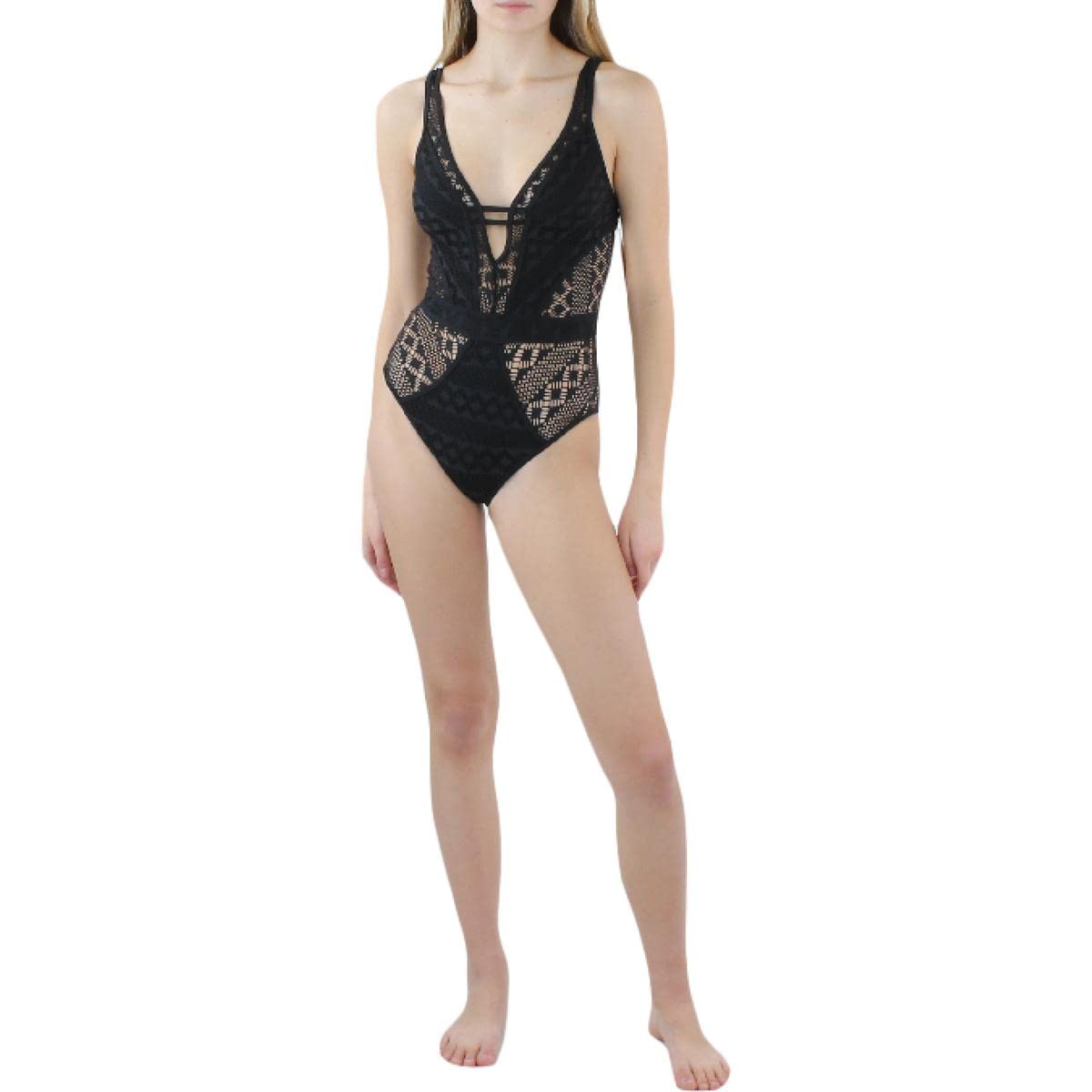 Becca by Rebecca Virtue Color Play Plunge One-Piece Swimsuit - Sexy High Cut Bathing Suit for Women, Perfect for Pool Party & Beach Vacation
