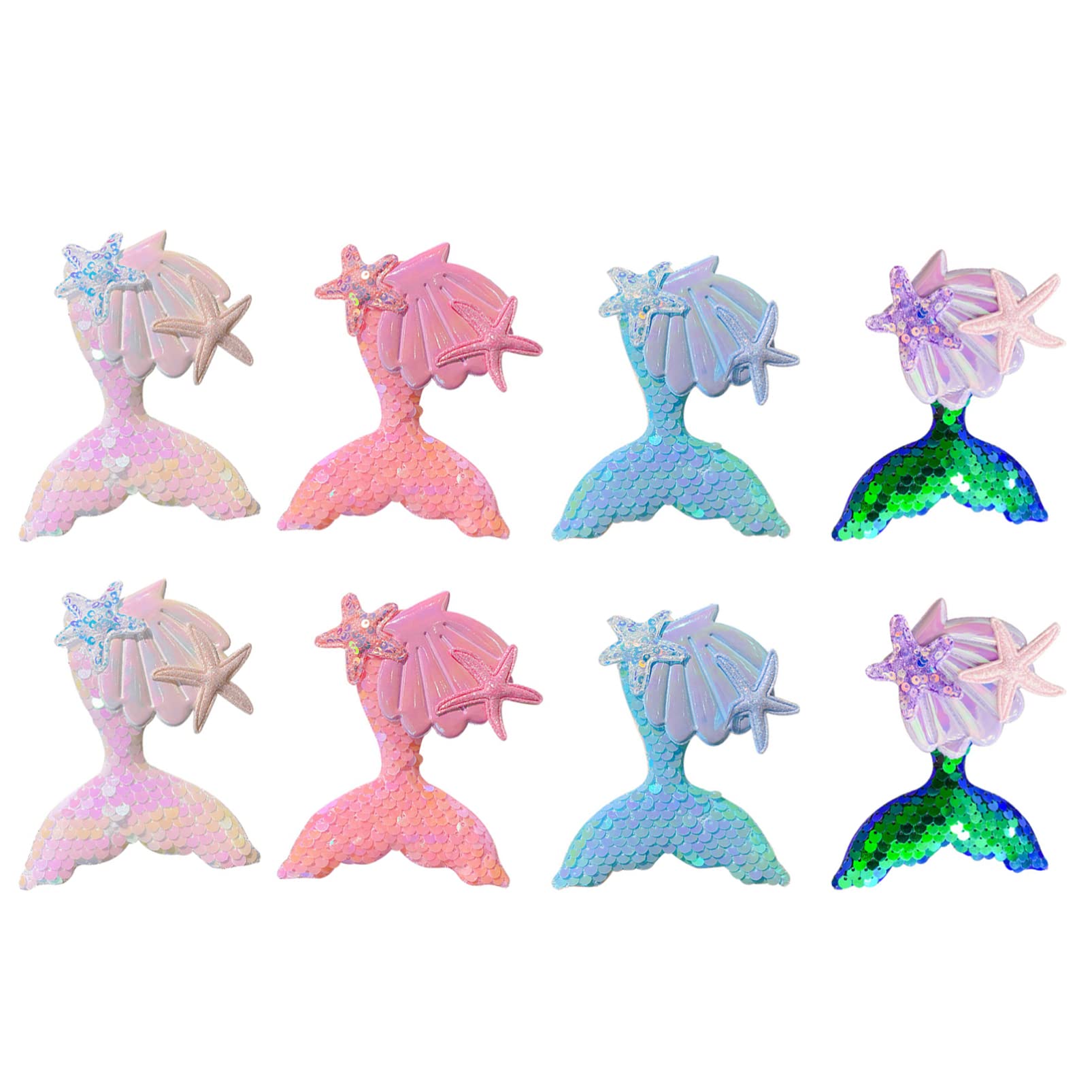 8Pcs Mermaid Hair Clips Set - Sequin Glitter Hair Accessories for Girls, Princess Party Hair Clips for School, Birthday, Wedding & Cosplay