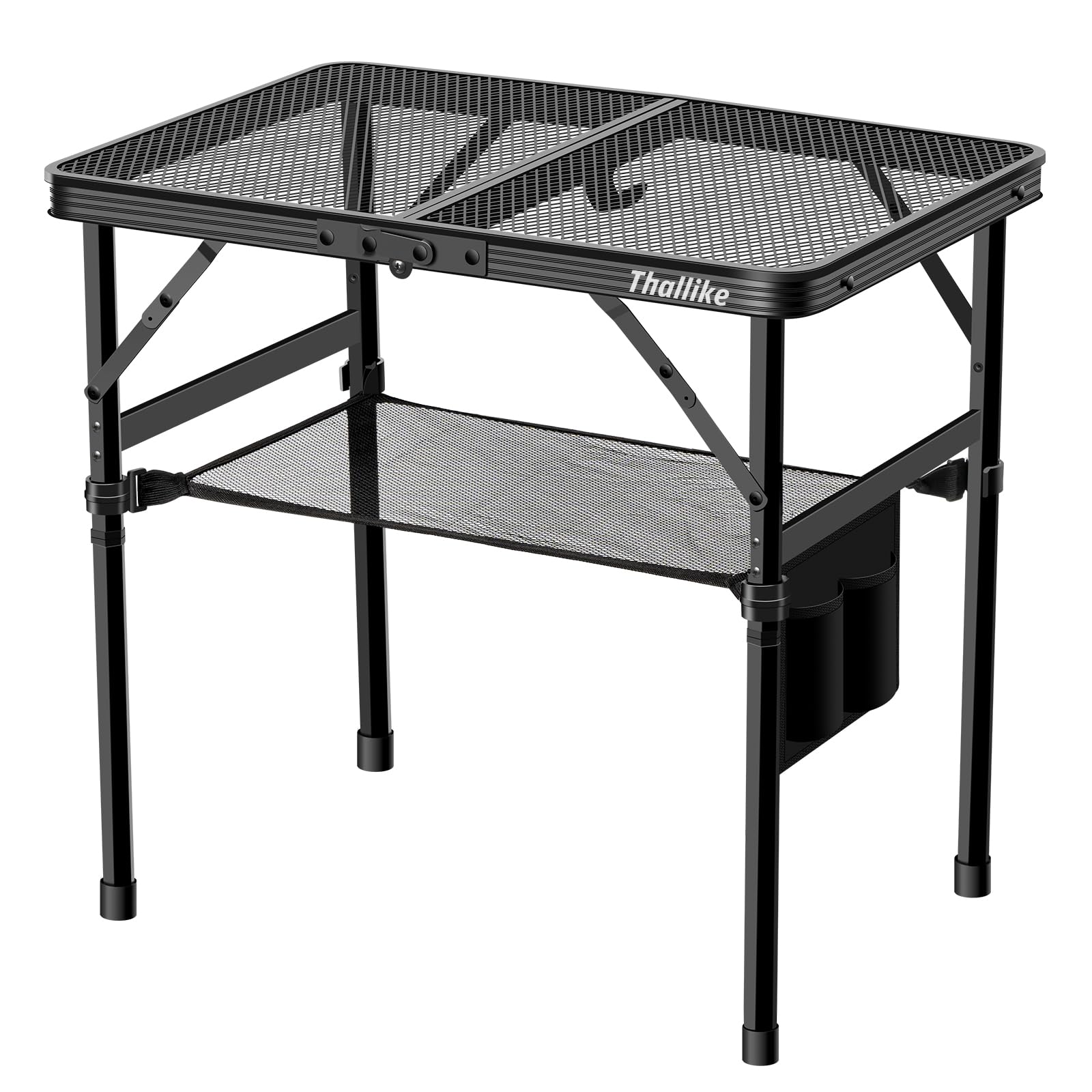 Portable Folding Grill Table - 2X1.3 FT Adjustable Height Outdoor Cooking Table with Mesh Top | Perfect for Camping, Picnics, BBQ, Beach & Backyard Gatherings | Durable & Compact Design for Easy Transport & Storage