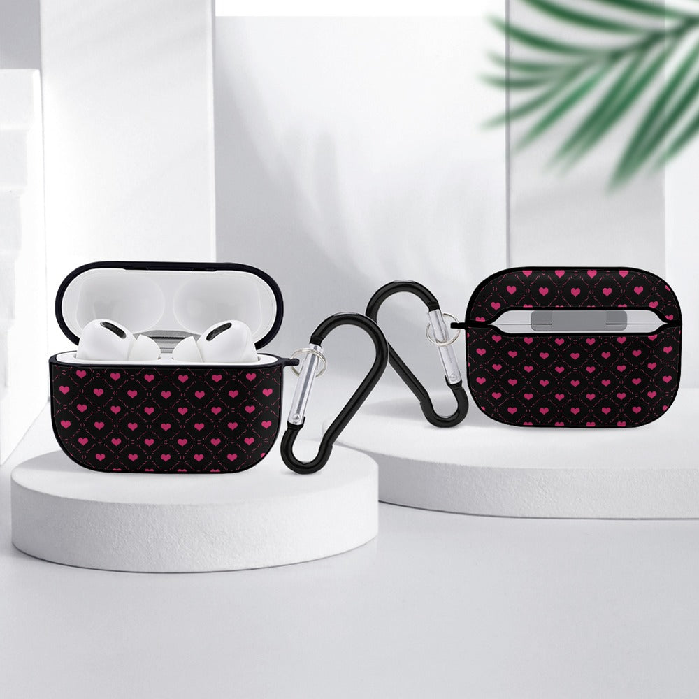 Pink Hearts Silicone Case for Apple AirPods Pro - Cute Protective Cover with Secure Fit - Perfect for Valentine's Day Gifts, Travel & Daily Use