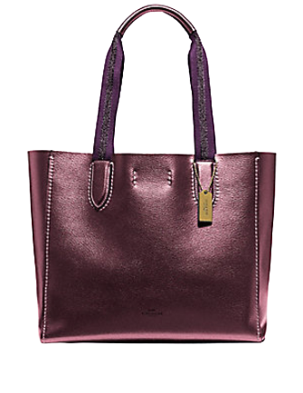 Coach Derby Metallic Tote Bag for Women - Stylish Leather Handbag with Shoulder Strap - Perfect for Work, Travel & Everyday Use