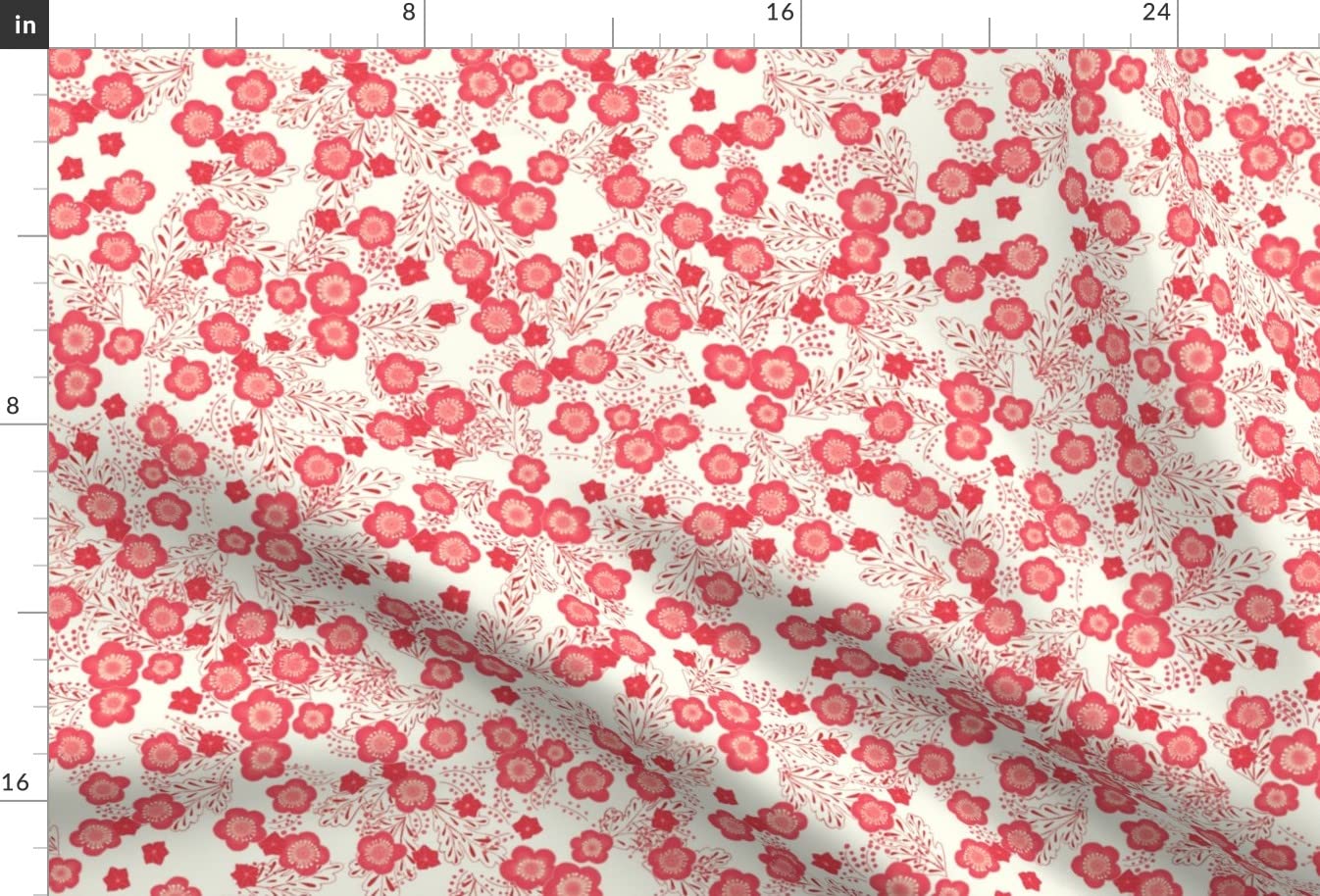 Premium Spoonflower Fabric - Floral Coral Japanese Print on Soft Minky Fabric Fat Quarter - Perfect for Sewing Baby Blankets, Quilt Backing & Plush Toys | Nursery Decor, DIY Crafts & Home Decor Projects