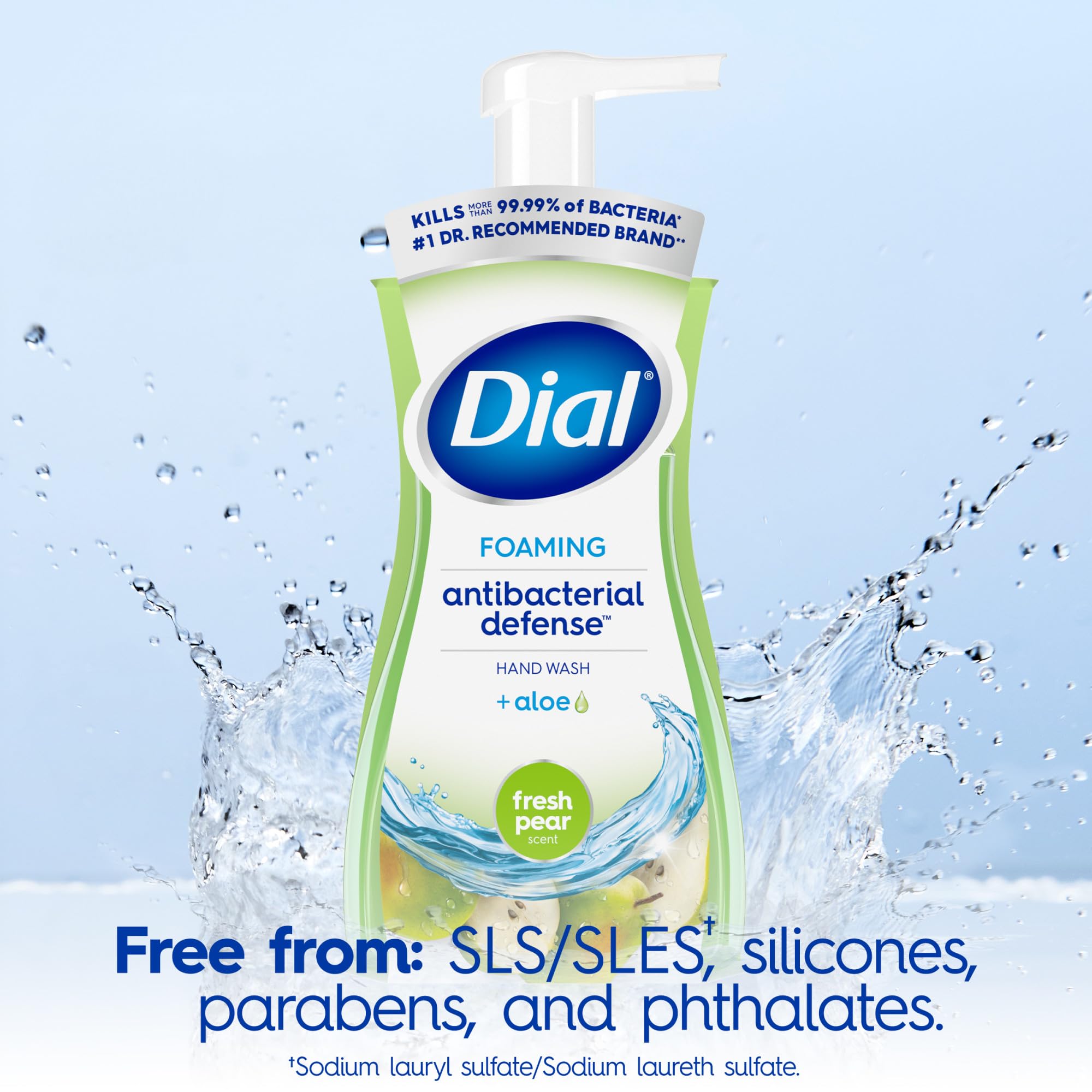 Dial Antibacterial Foaming Hand Wash - Fresh Pear Scent, 7.5 fl oz | Kills 99.9% Germs | Moisturizing & Gentle for Daily Hand Washing at Home, Office & School