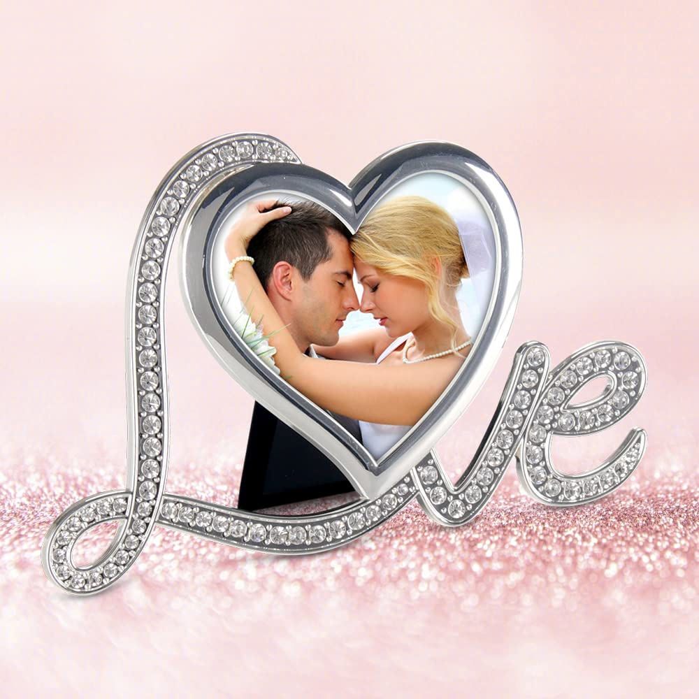 Elegant Silver Heart Photo Frame - 3x3 Inch for Wedding & Valentine's Gifts - Home Decor