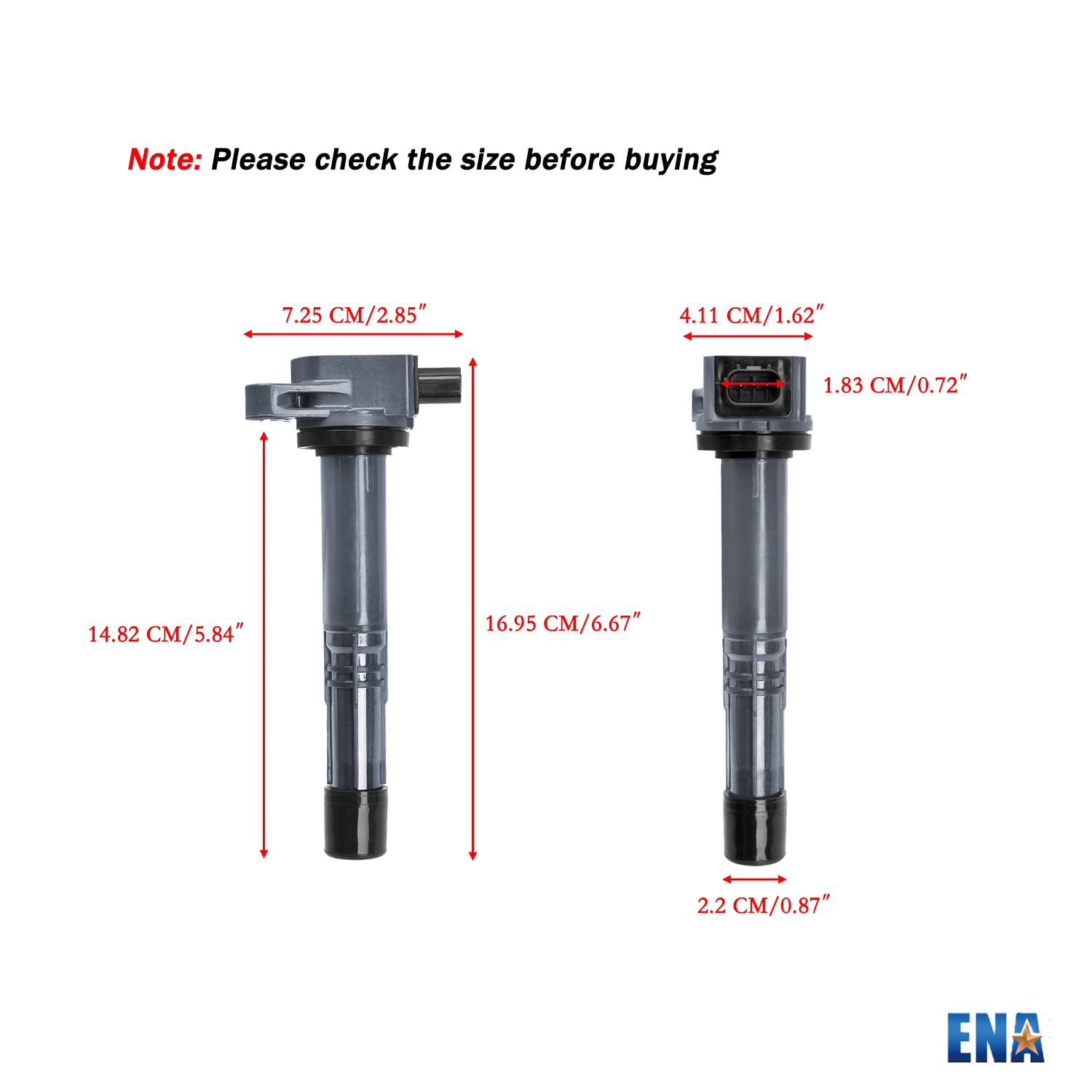 High Performance ENA Ignition Coil Pack Set of 4 - Compatible with Honda Accord, Civic SI, CRV, Crosstour & Acura ILX 2008-2015 (2.4L) - Replaces UF602, E1102, 522074, 30520R40007, C1662 - Perfect for Engine Tune-Up & Performance Enhancement