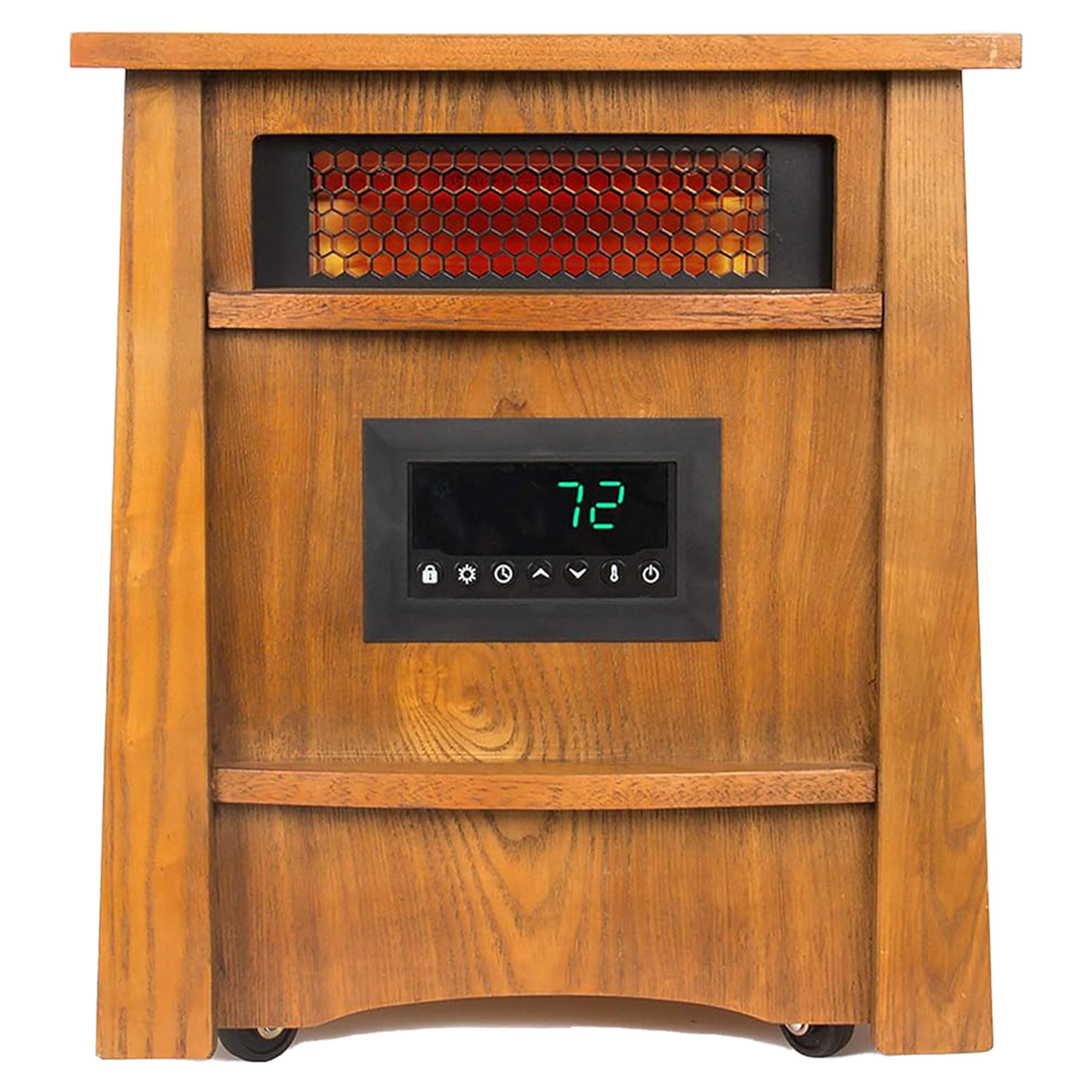 LifeSmart LifePro Ultimate 1500W Electric Infrared Quartz Space Heater with Remote Control - 8 Heating Elements for Home, Office & Bedroom - Energy Efficient Indoor Heater in Brown Oak Wood Finish