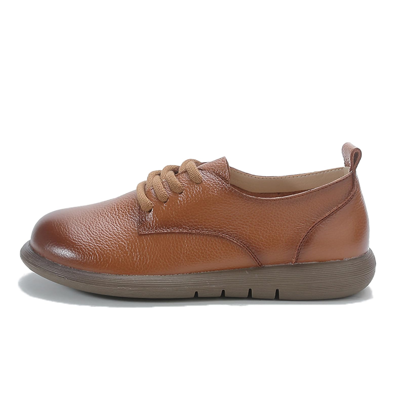 Women's Comfortable Leather Loafers - Soft Sole Slip-On Walking Shoes with Round Wide Toe & Non-Slip Design | Lightweight Casual Shoes for Mom | Perfect for Outdoor, Work & Everyday Wear
