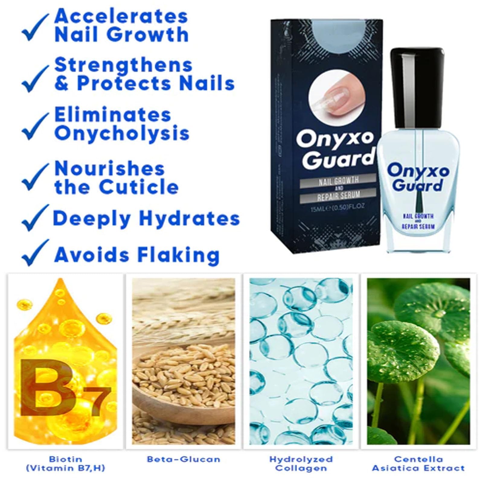 Onyxoguard Nail Growth & Repair Serum - Best Nail Strengthener for Thin & Brittle Nails - Natural Nail Care Treatment with Keratin & Vitamins (2 Pack) - Perfect for Weak, Peeling Nails & Faster Growth at Home or Salon