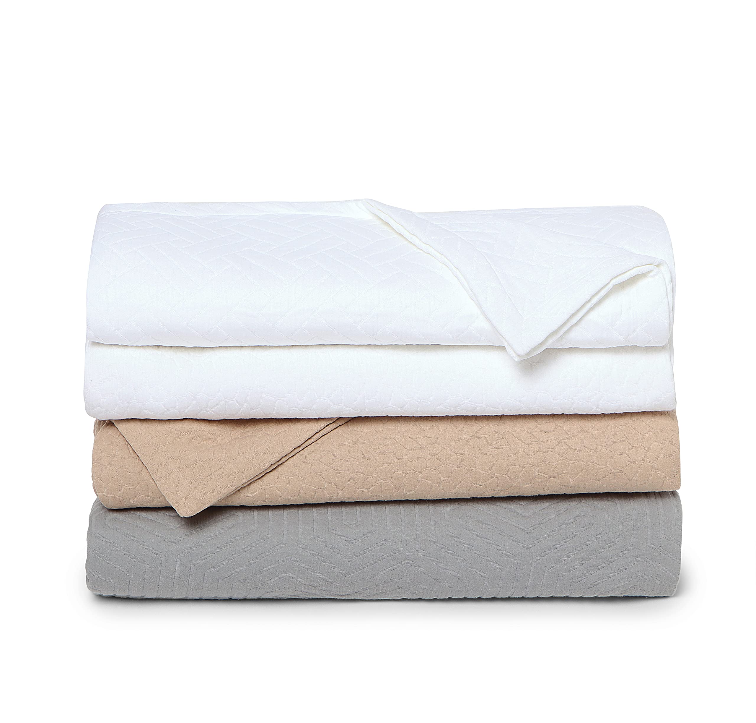 Premium 100% Cotton King Pillow Shams Set of 2 - Luxury All-Season Jacquard Bedding - Soft & Breathable Decorative Pillow Covers for Bedroom, Guest Room & Hotel - White