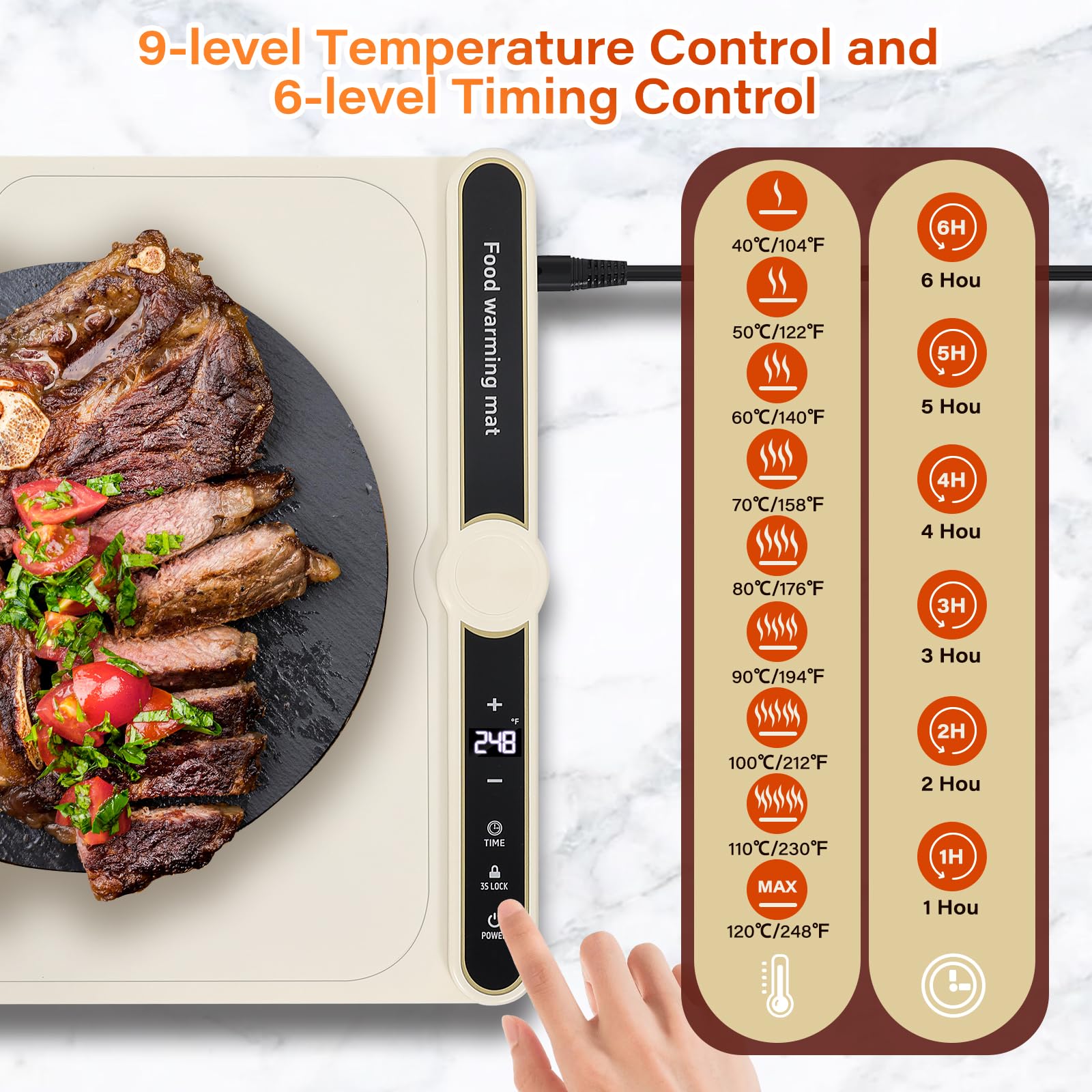 Electric Food Warming Mat - Adjustable Temperature Heating Tray for Home, Party & Buffet | Keep Meals Warm on Countertop, Dining Table & Office Desk | Perfect for Family Gatherings, Holiday Feasts & Catering Events