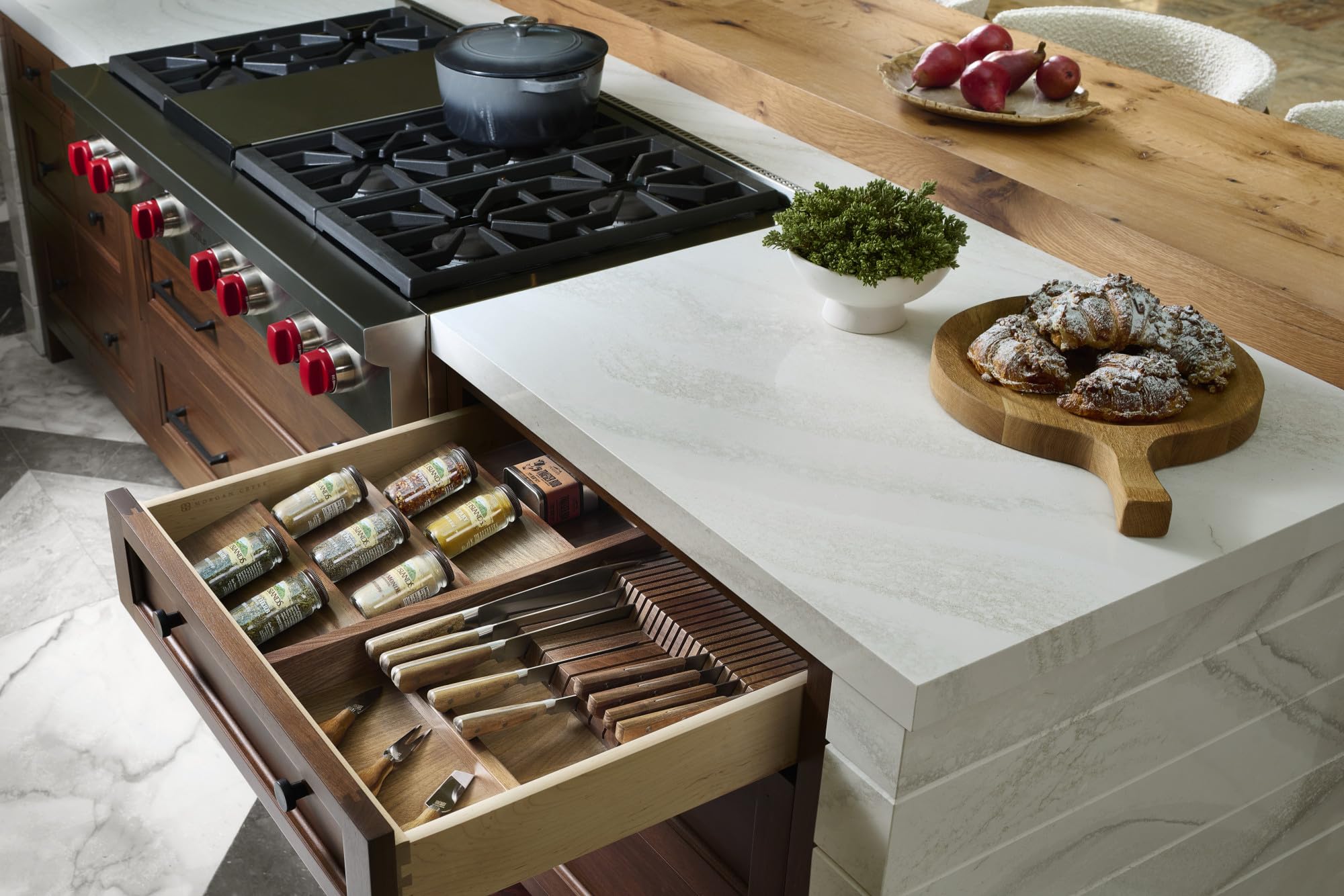 REV-A-SHELF Walnut Spice Drawer Organizer - Custom Trim-to-Fit Kitchen Cabinet Insert for Spices, Utensils & Small Items - Perfect for Pantry, Home & Restaurant Organization